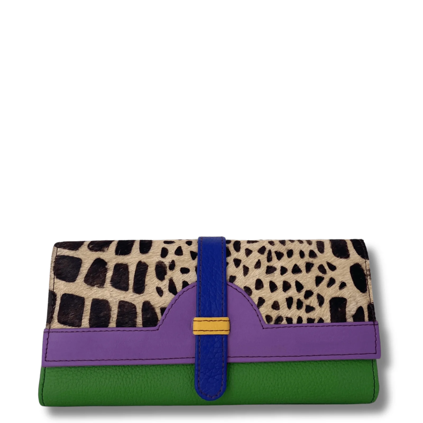 Soruka Half Moon Leather Purse - Giraffe Purple Green