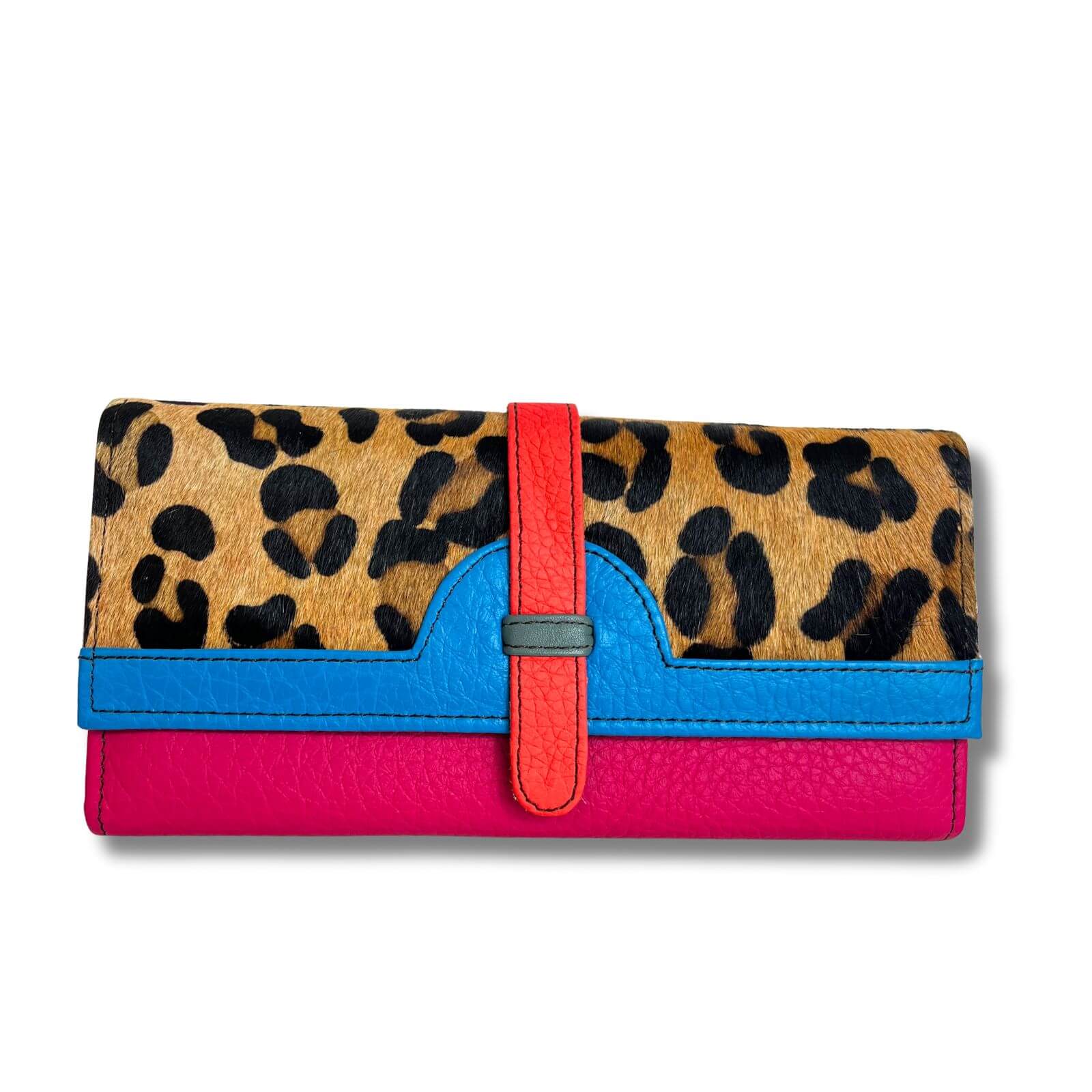 Soruka Half Moon Leather Purse - Leopard Blue
