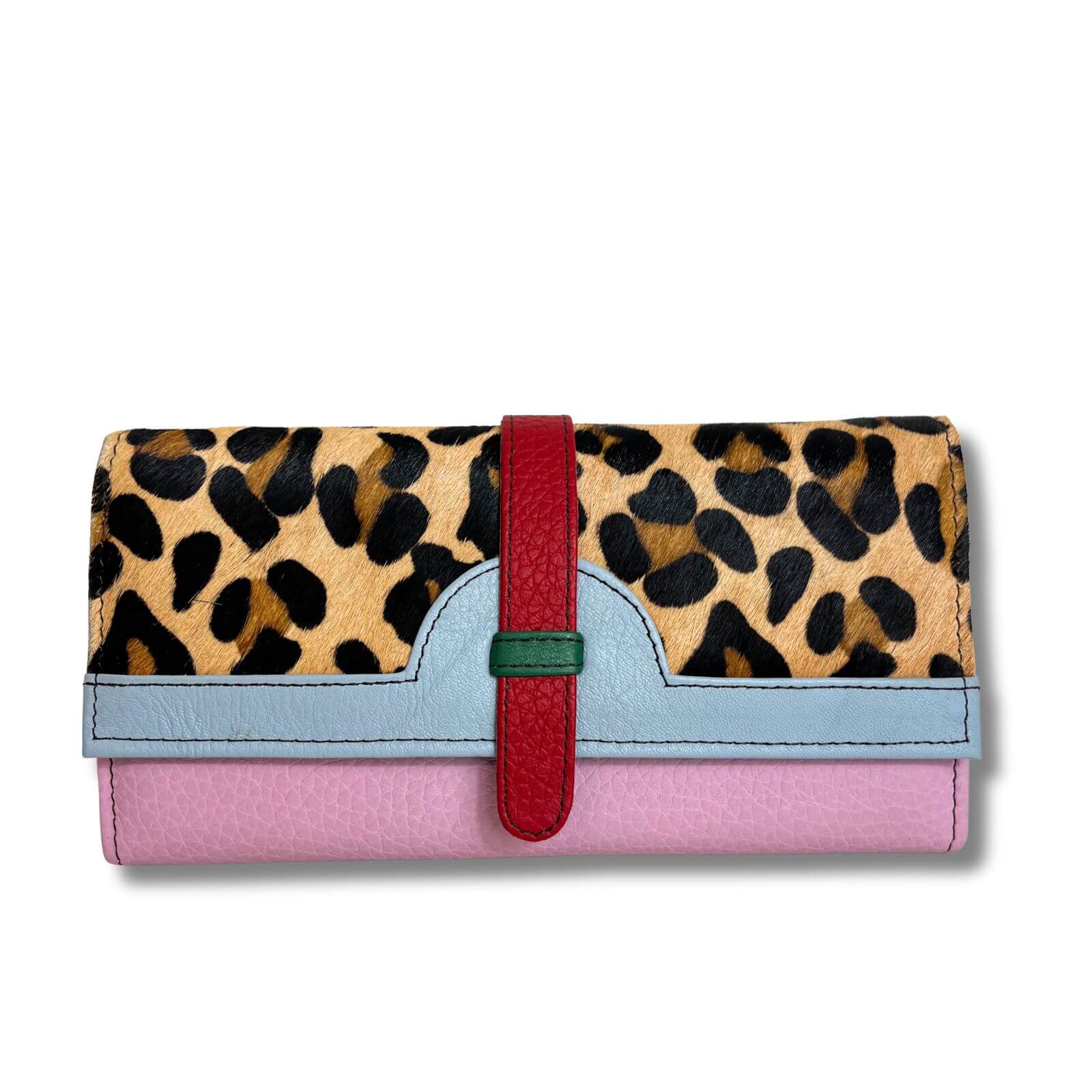 Soruka Half Moon Leather Purse - Leopard Pale Blue