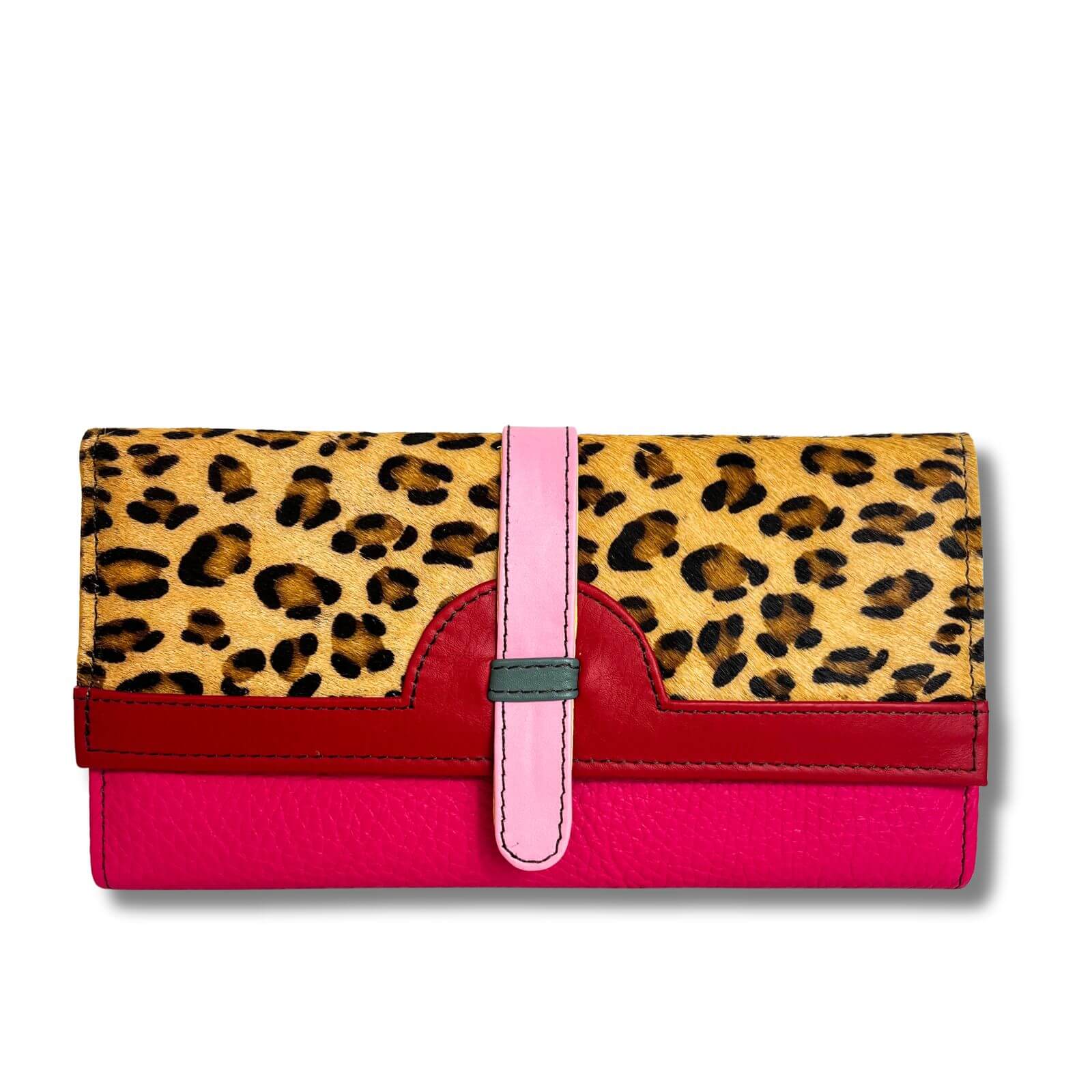 Soruka Half Moon Leather Purse - Leopard Red