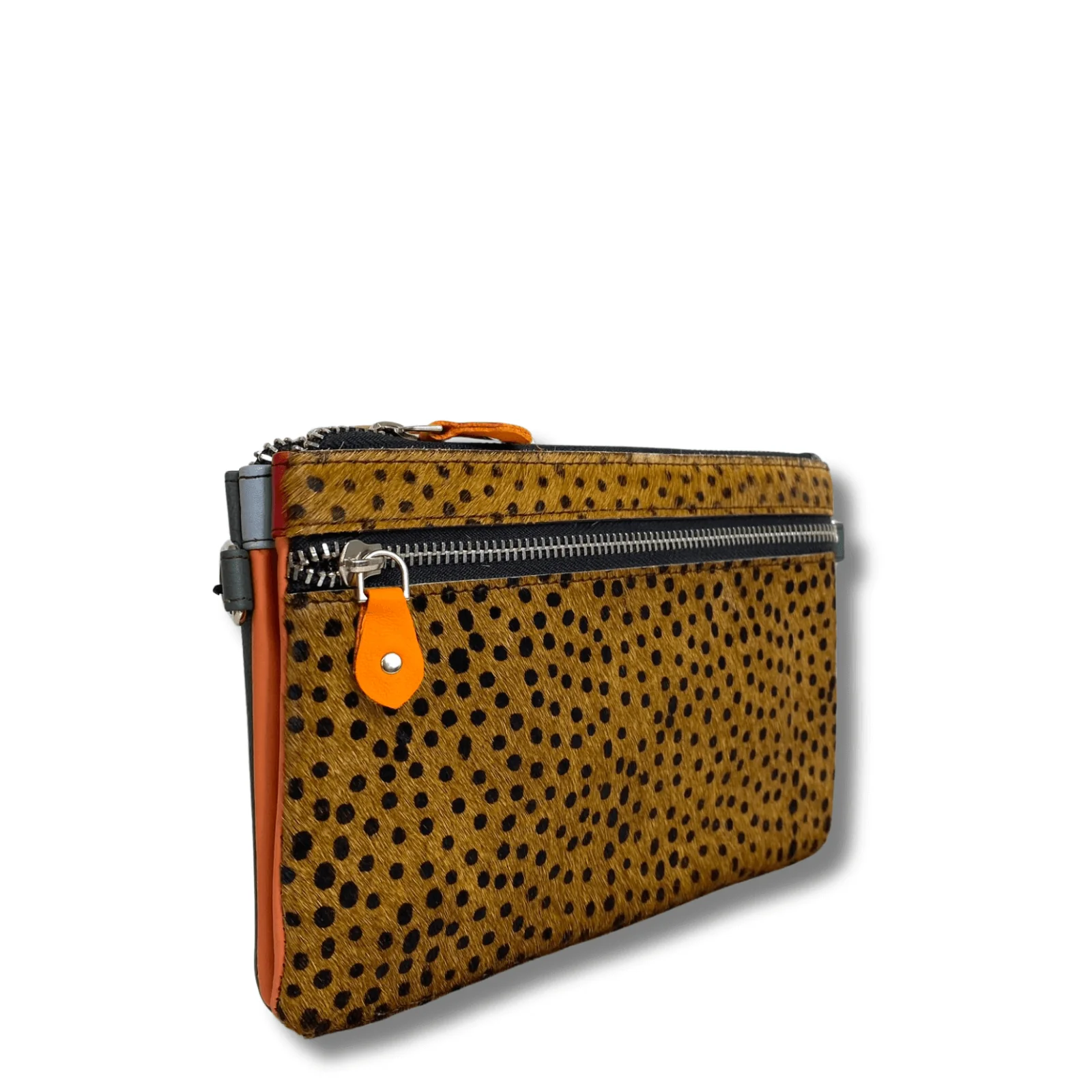 Soruka Hope Leather Slim Double Pouch Bag - Brown Dot