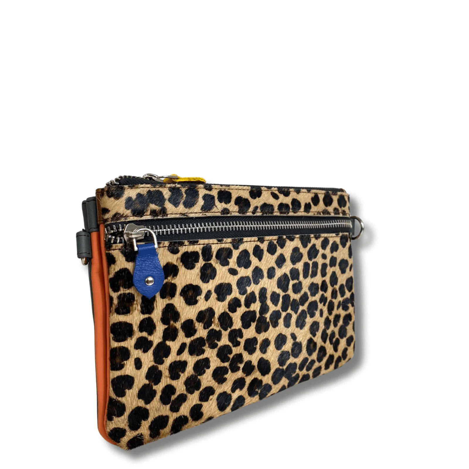 Soruka Hope Leather Slim Double Pouch Bag - Leopard Blue