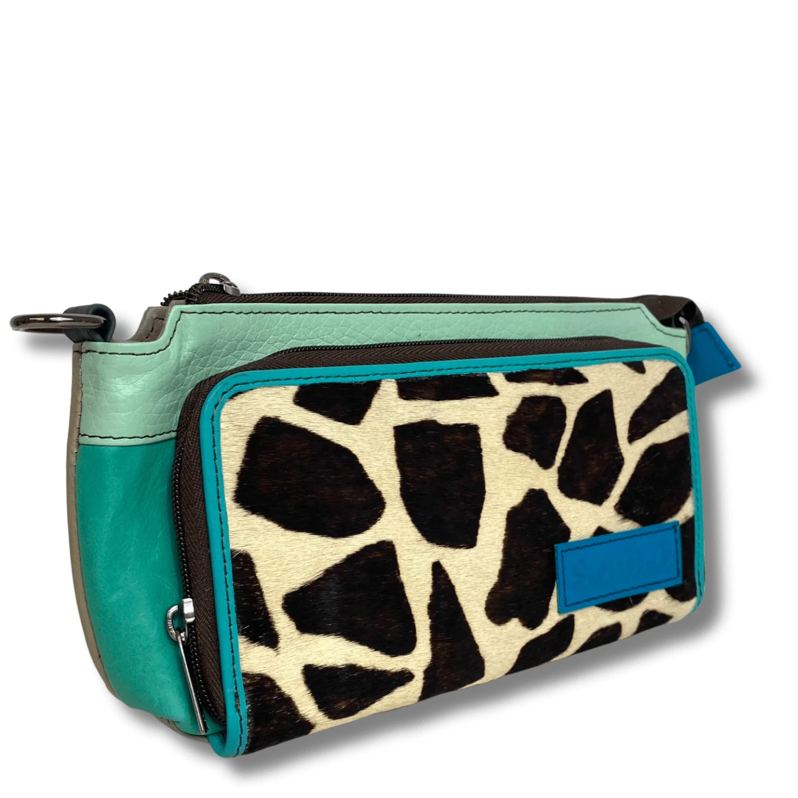 Soruka Madison Leather Crossbody Bag - Green Giraffe