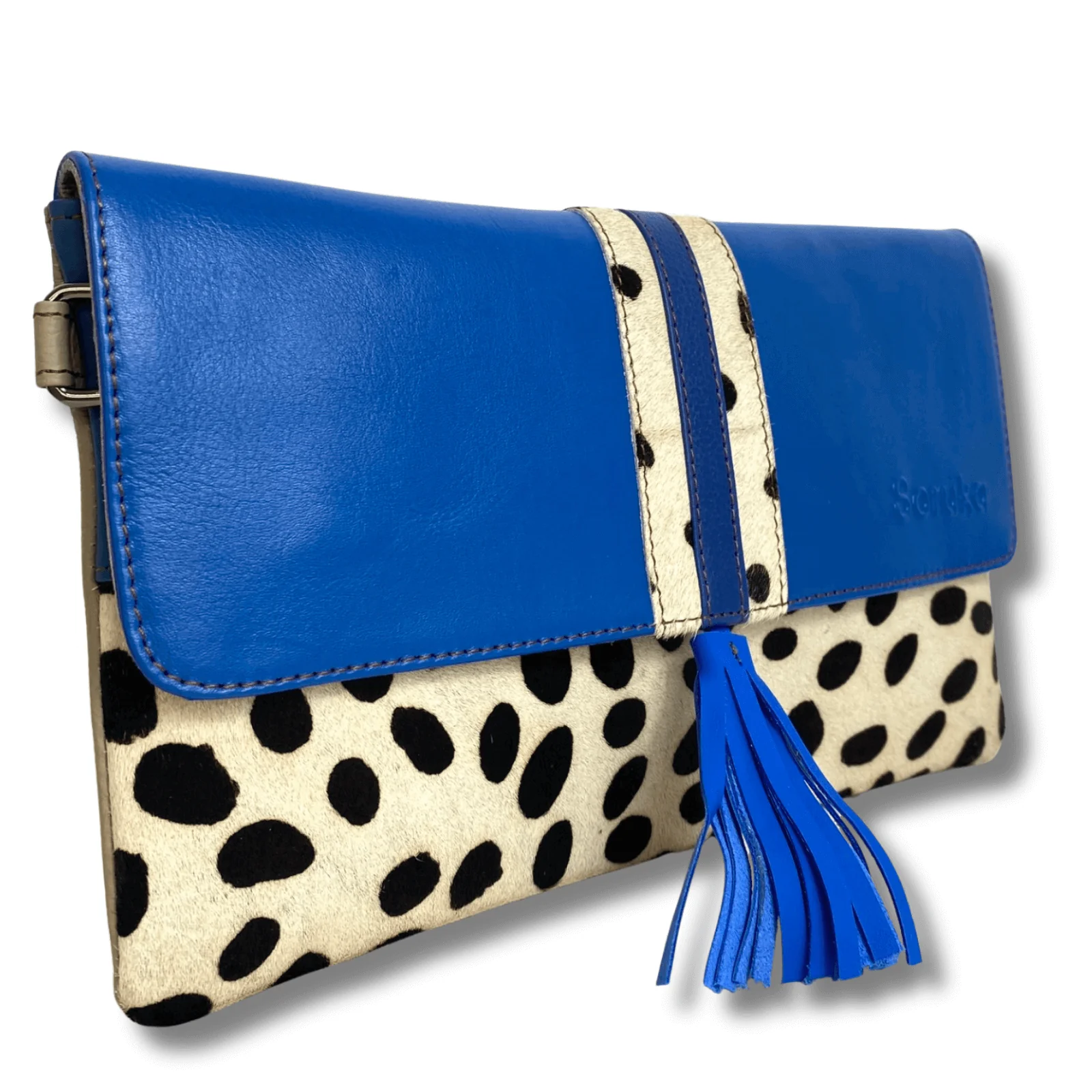 Soruka Marianne Leather Slim Crossbody Bag - Blue Dot