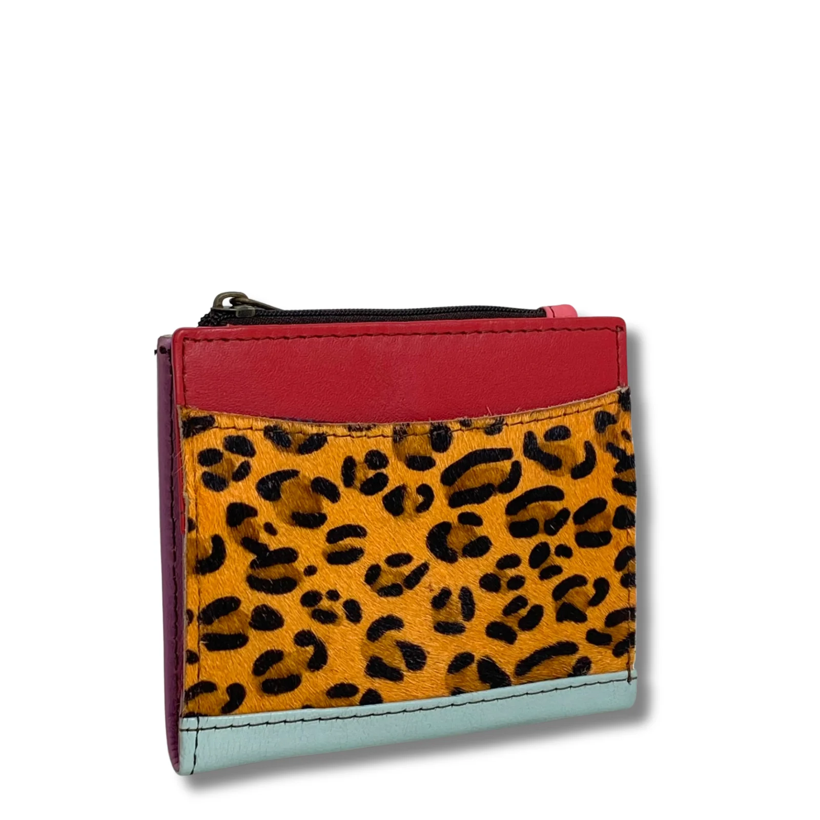 Soruka Mika Slim Leather Purse - Red Leopard Blue