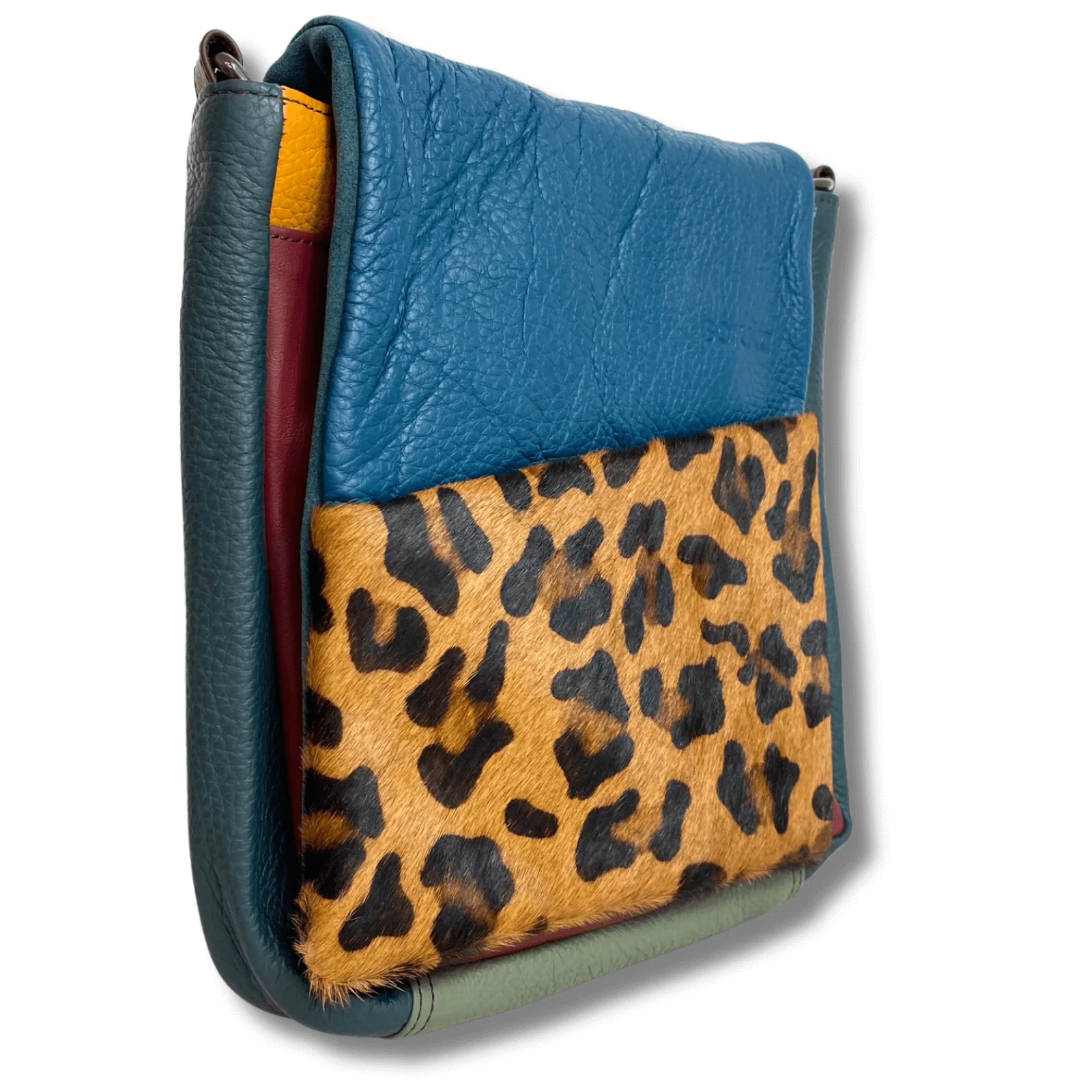 Soruka Sarah Leather CrossBody Bag - Teal Leopard Red