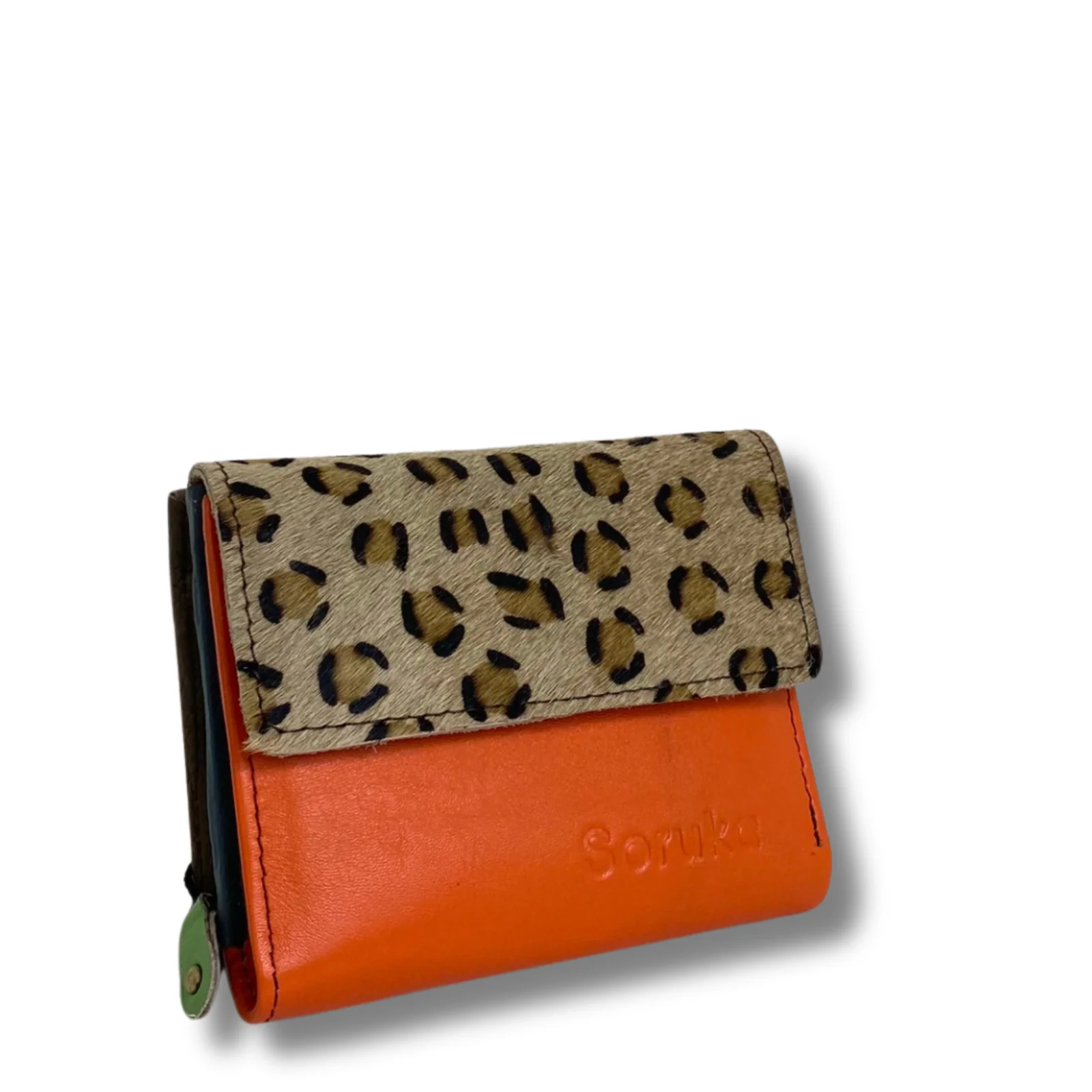 Soruka Small Leather Purse - Leopard Orange
