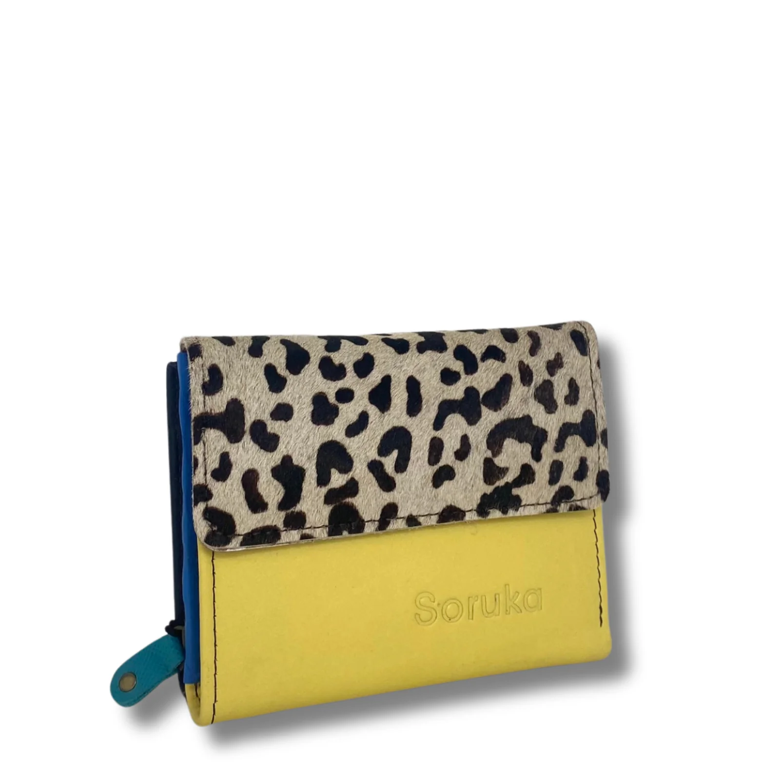 Soruka Small Leather Purse -Yellow Cheetah