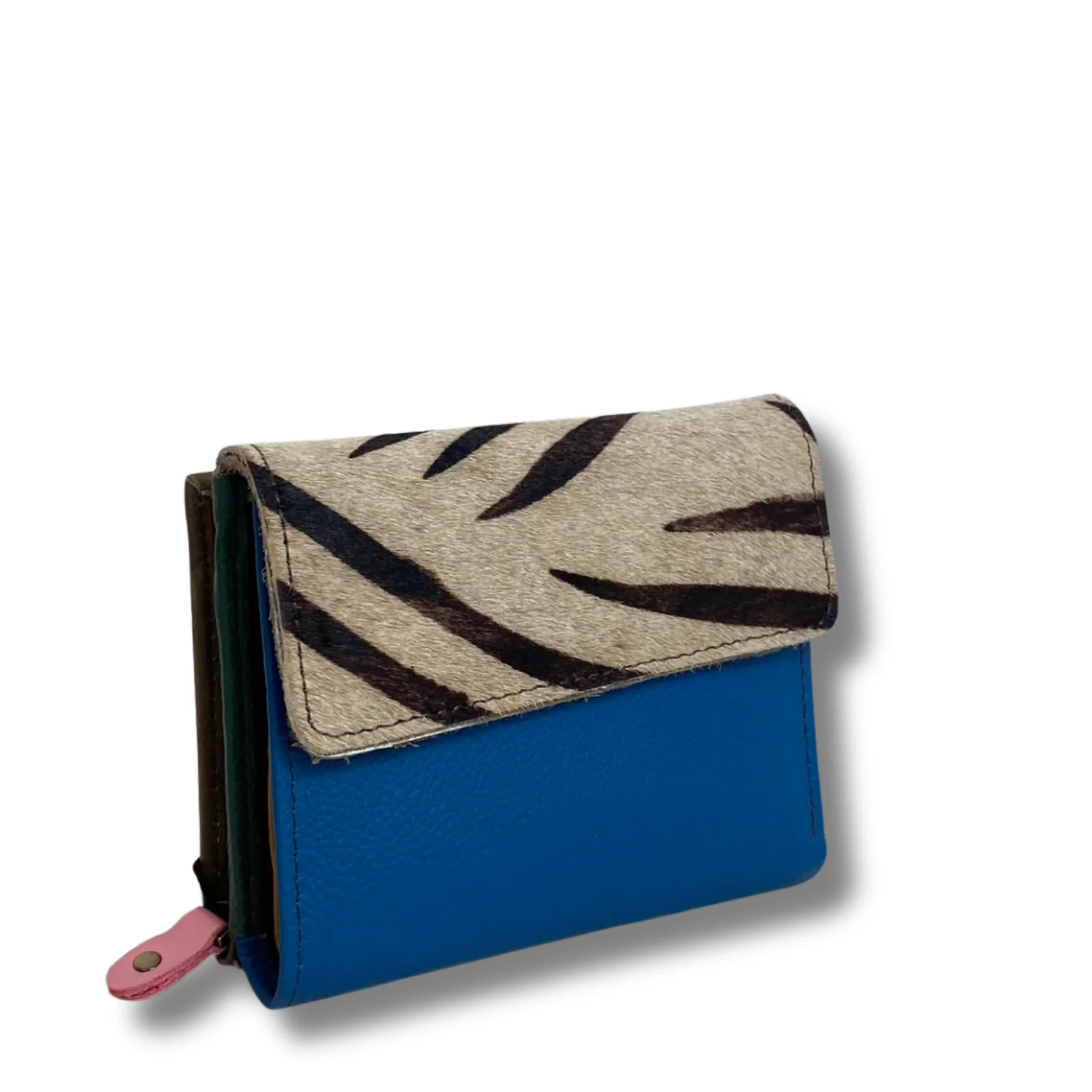Soruka Small Leather Purse - Zebra Blue