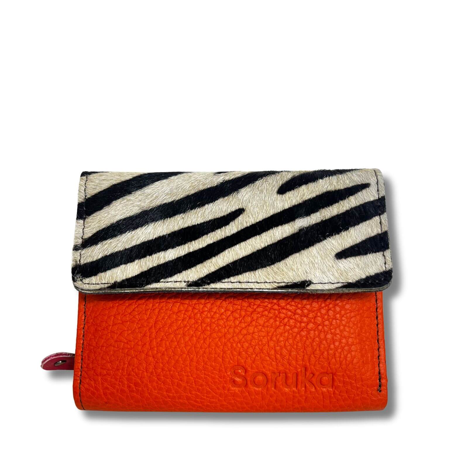 Soruka Small Leather Purse - Zebra Orange