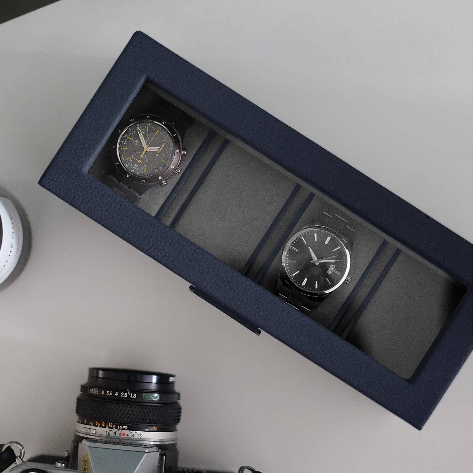 Stackers 4 Piece Watch Box - Navy Blue - Image 3