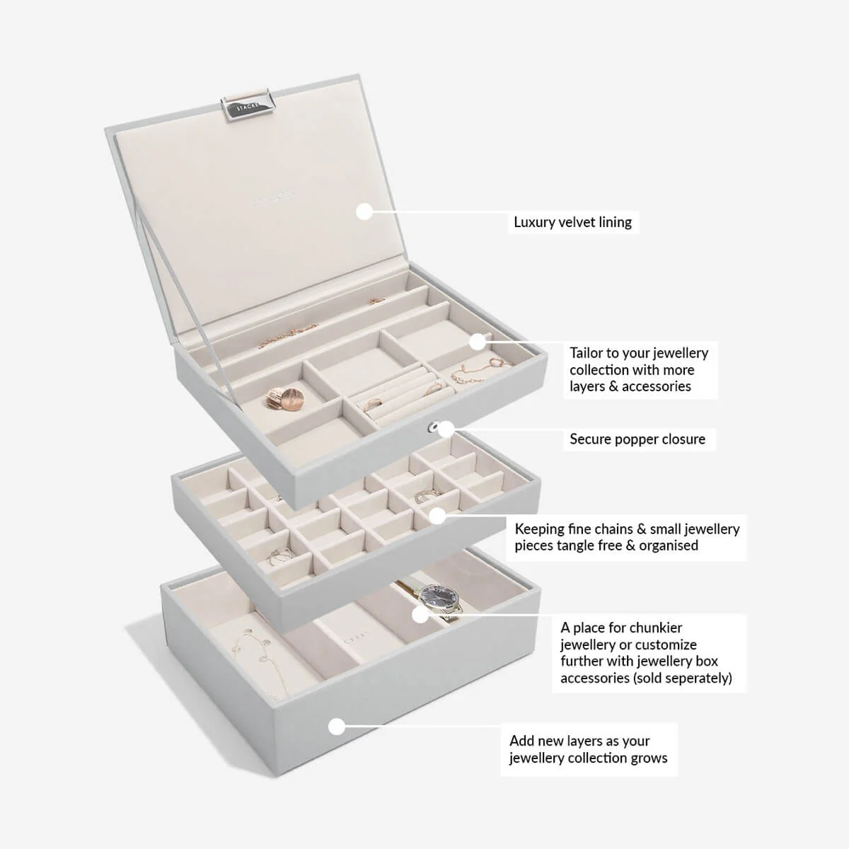 Stackers Classic Jewellery Box (Set) - Pebble Grey - Image 6