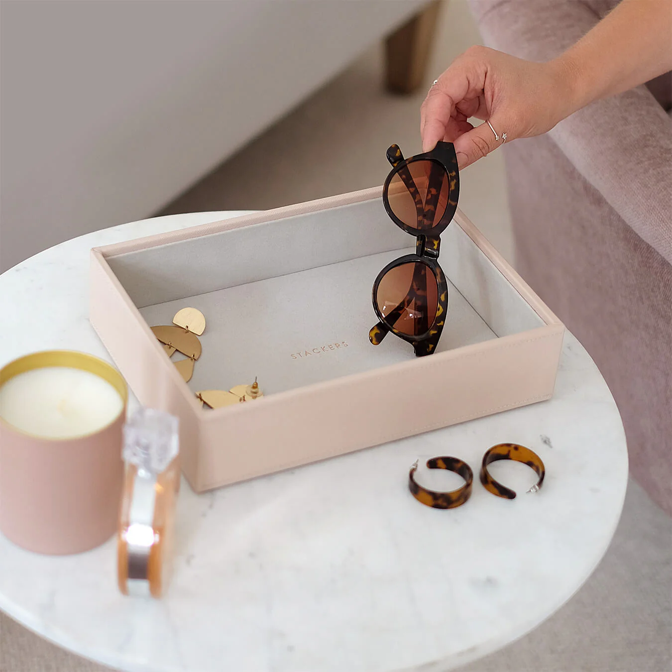 Stackers Classic Jewellery Box (Watch & Accessory Layer) - Blush Pink - Image 4