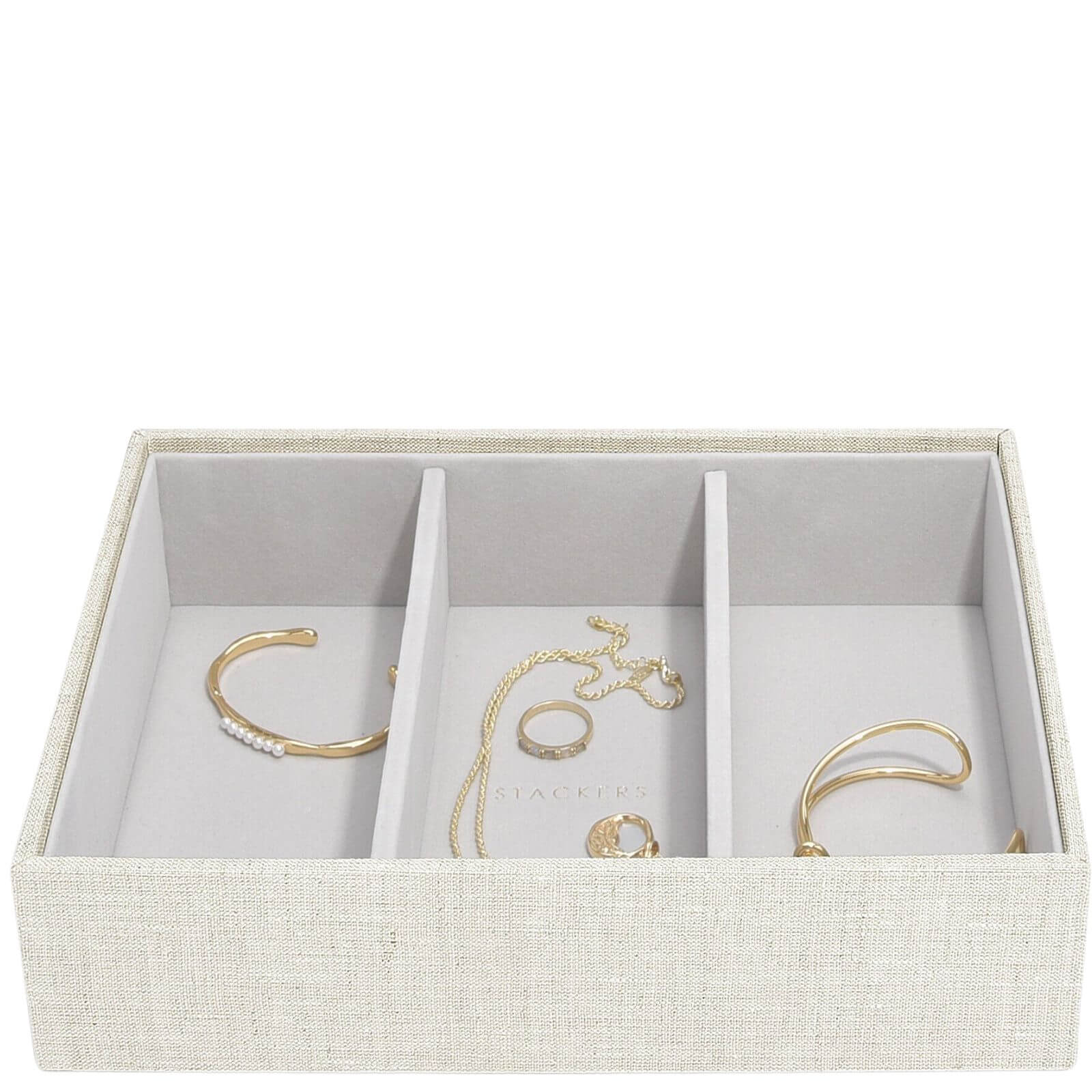 Stackers Classic Jewellery Box (Watch & Accessory Layer) - Linen Oatmeal