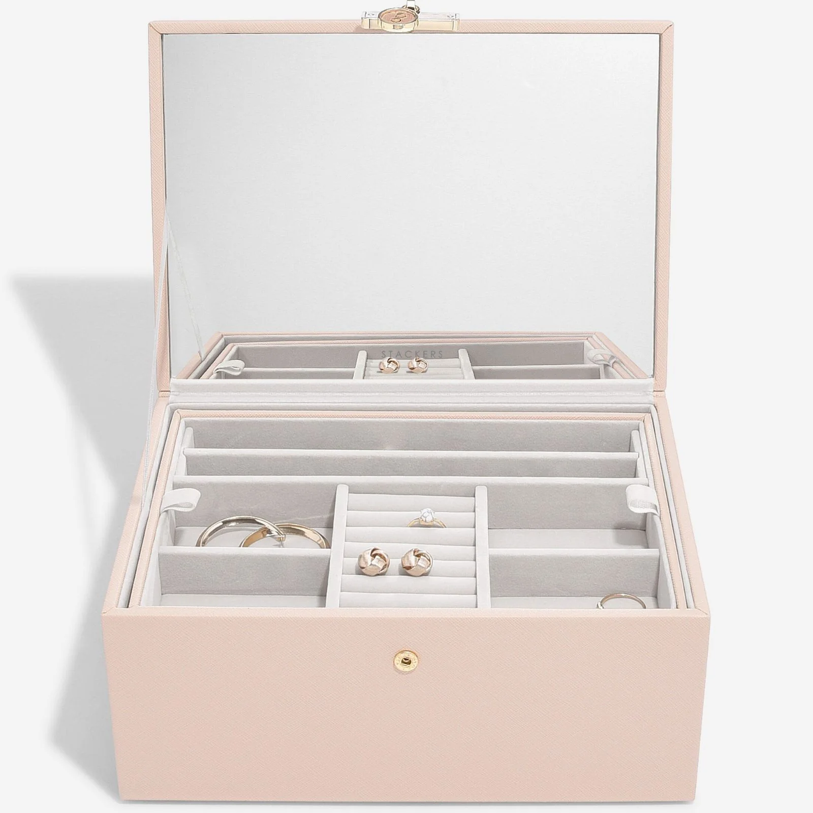 Stackers Luxury Classic 2 Tone Jewellery Box - Blush Pink - Image 3