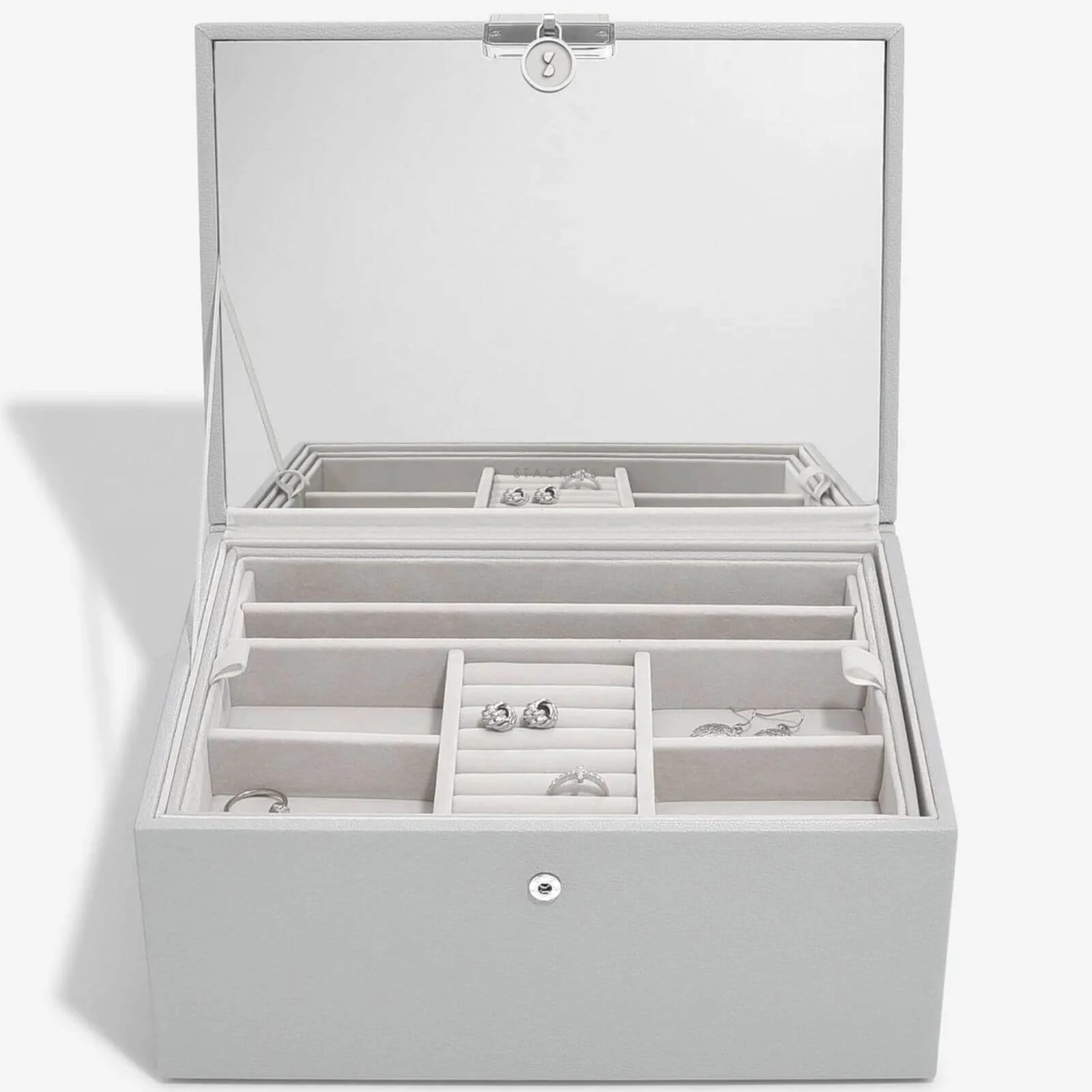 Stackers Luxury Classic 2 Tone Jewellery Box - Grey - Image 3