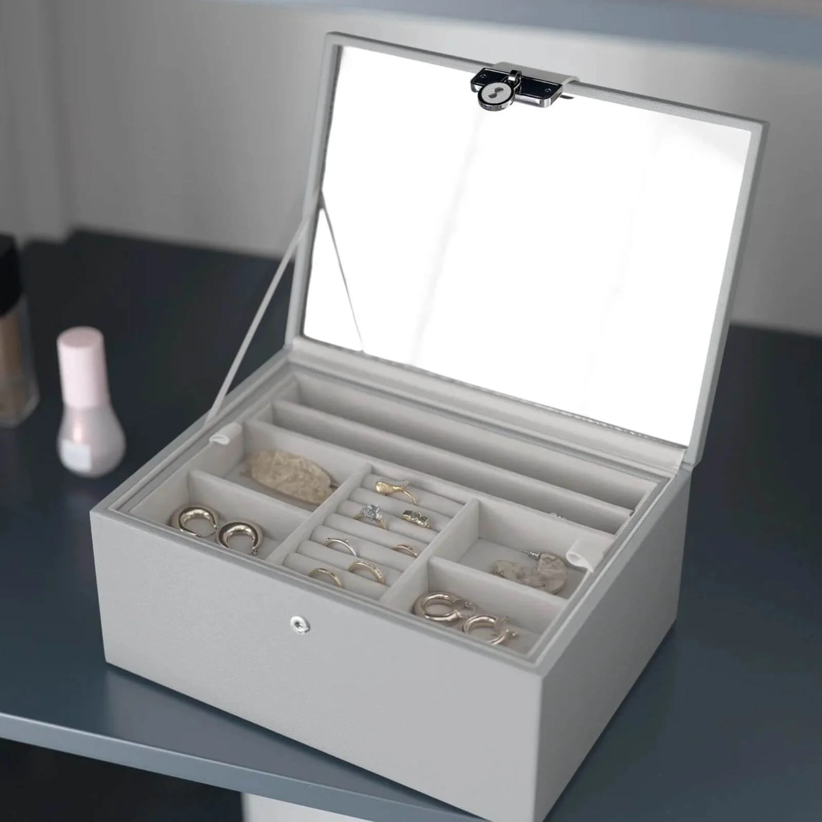 Stackers Luxury Classic 2 Tone Jewellery Box - Grey - Image 5