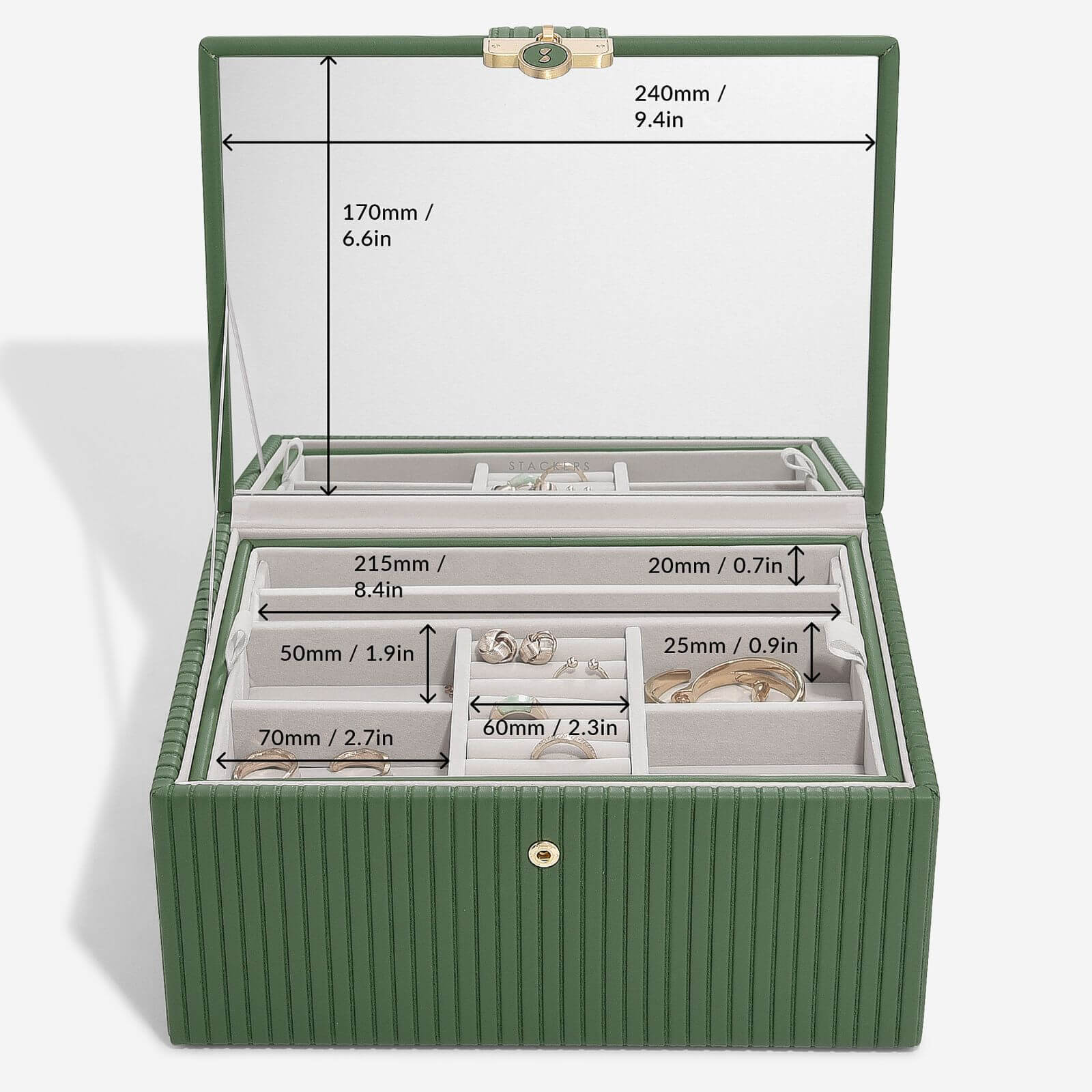 Stackers Luxury Classic Jewellery Box - Emerald Green - Image 3