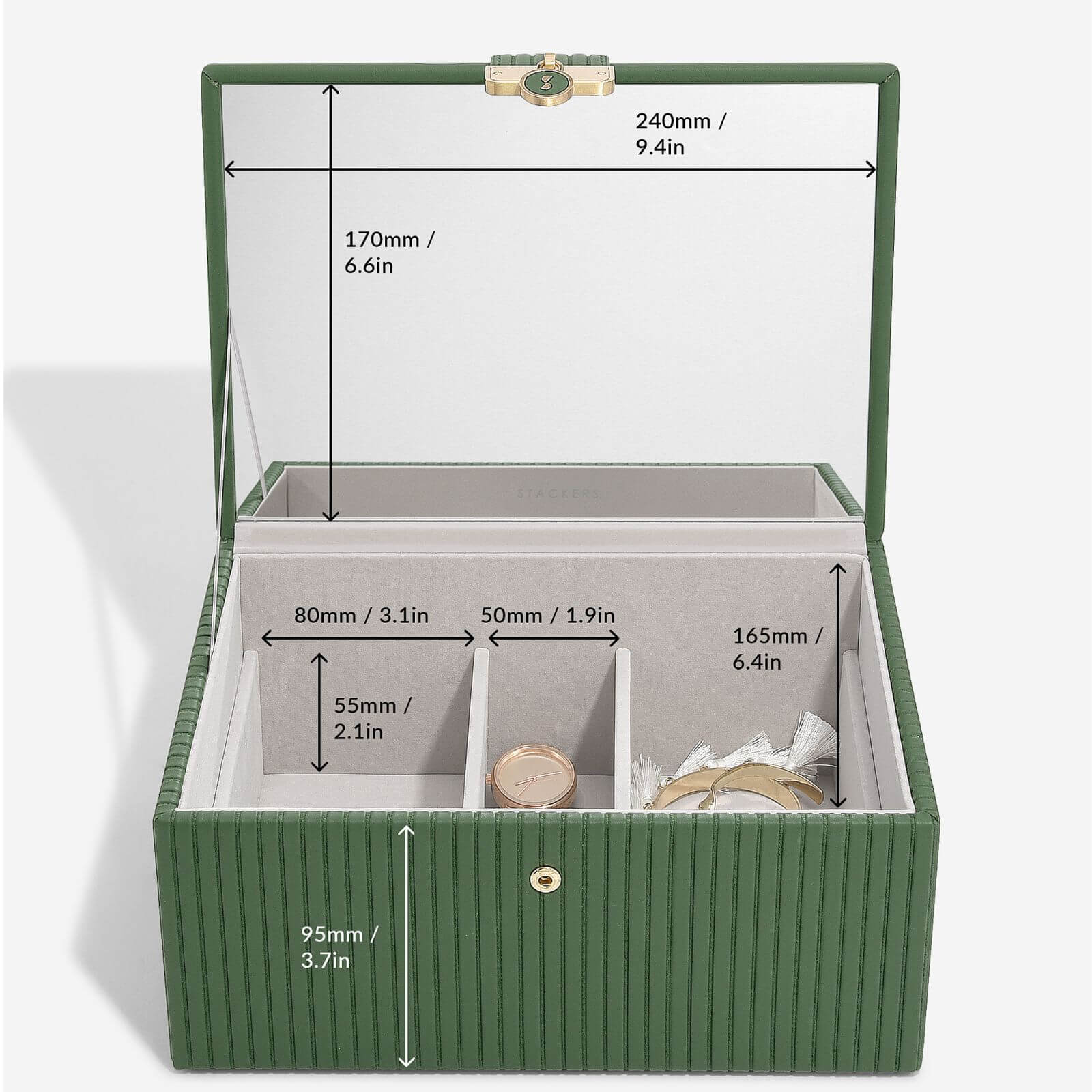 Stackers Luxury Classic Jewellery Box - Emerald Green - Image 4