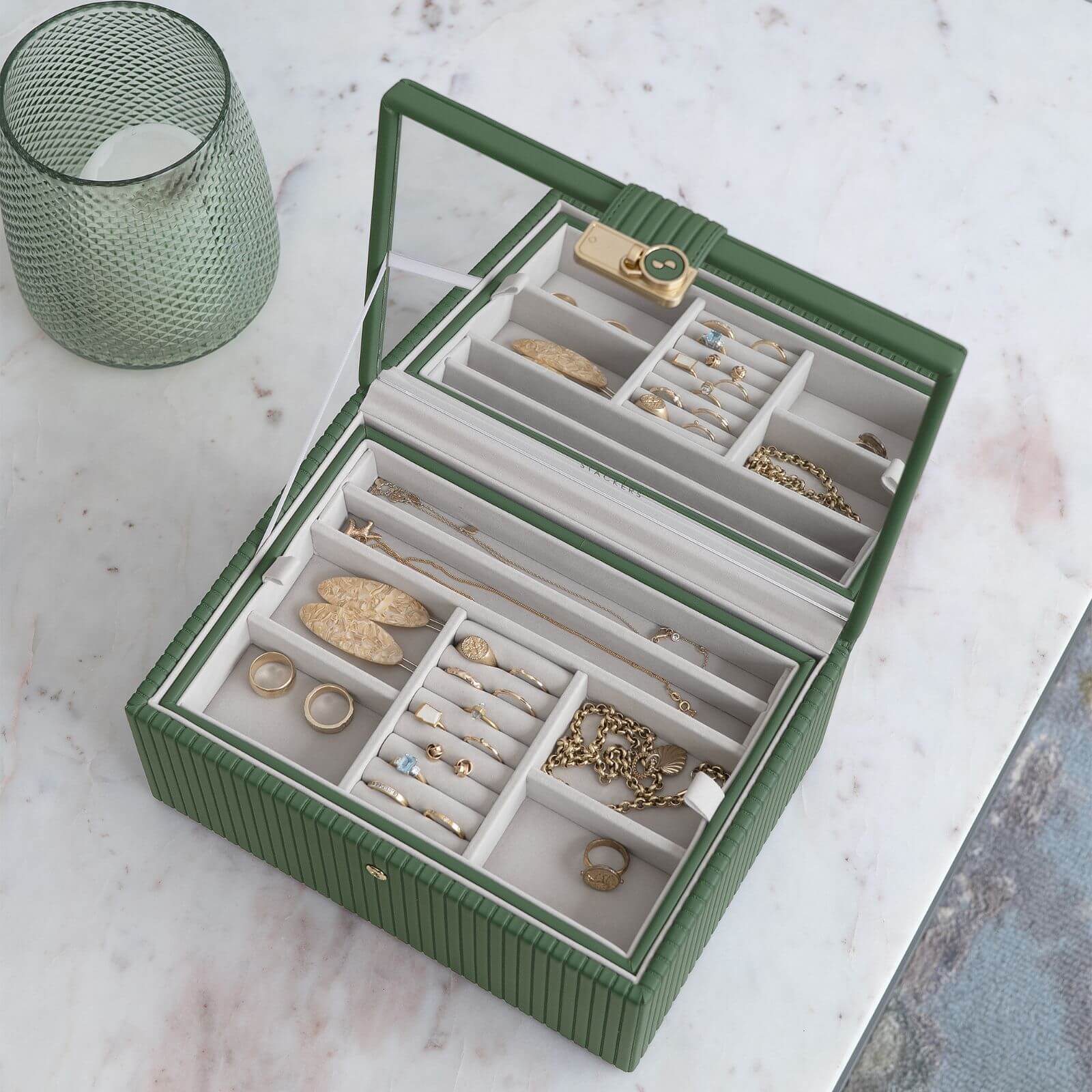 Stackers Luxury Classic Jewellery Box - Emerald Green - Image 5
