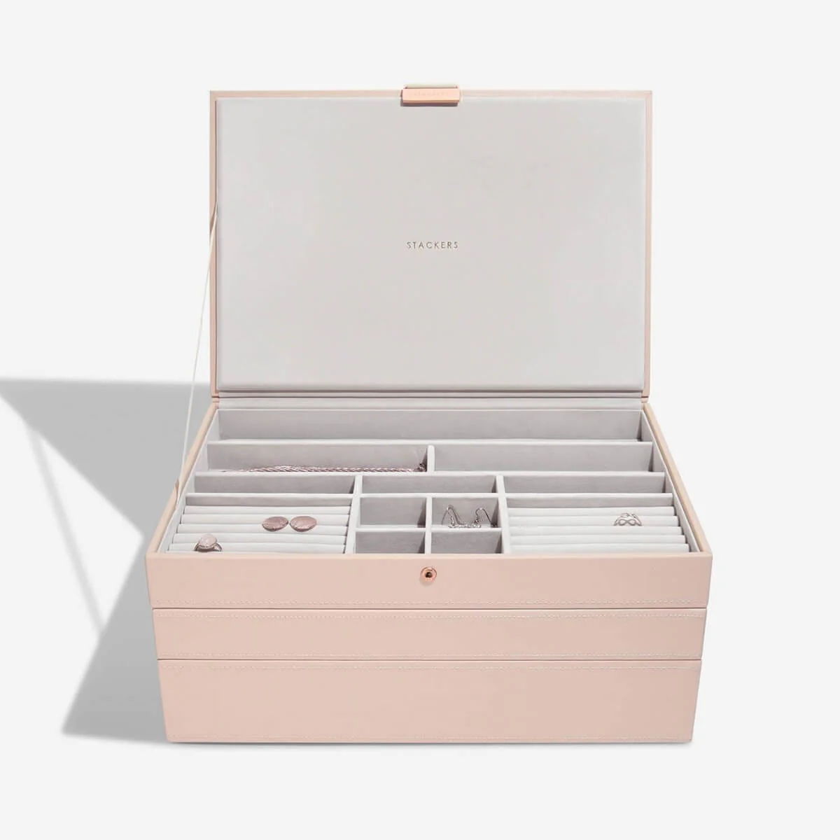 Stackers Supersize Jewellery Box (Set) - Blush Pink (Gold Hardware) - Image 3
