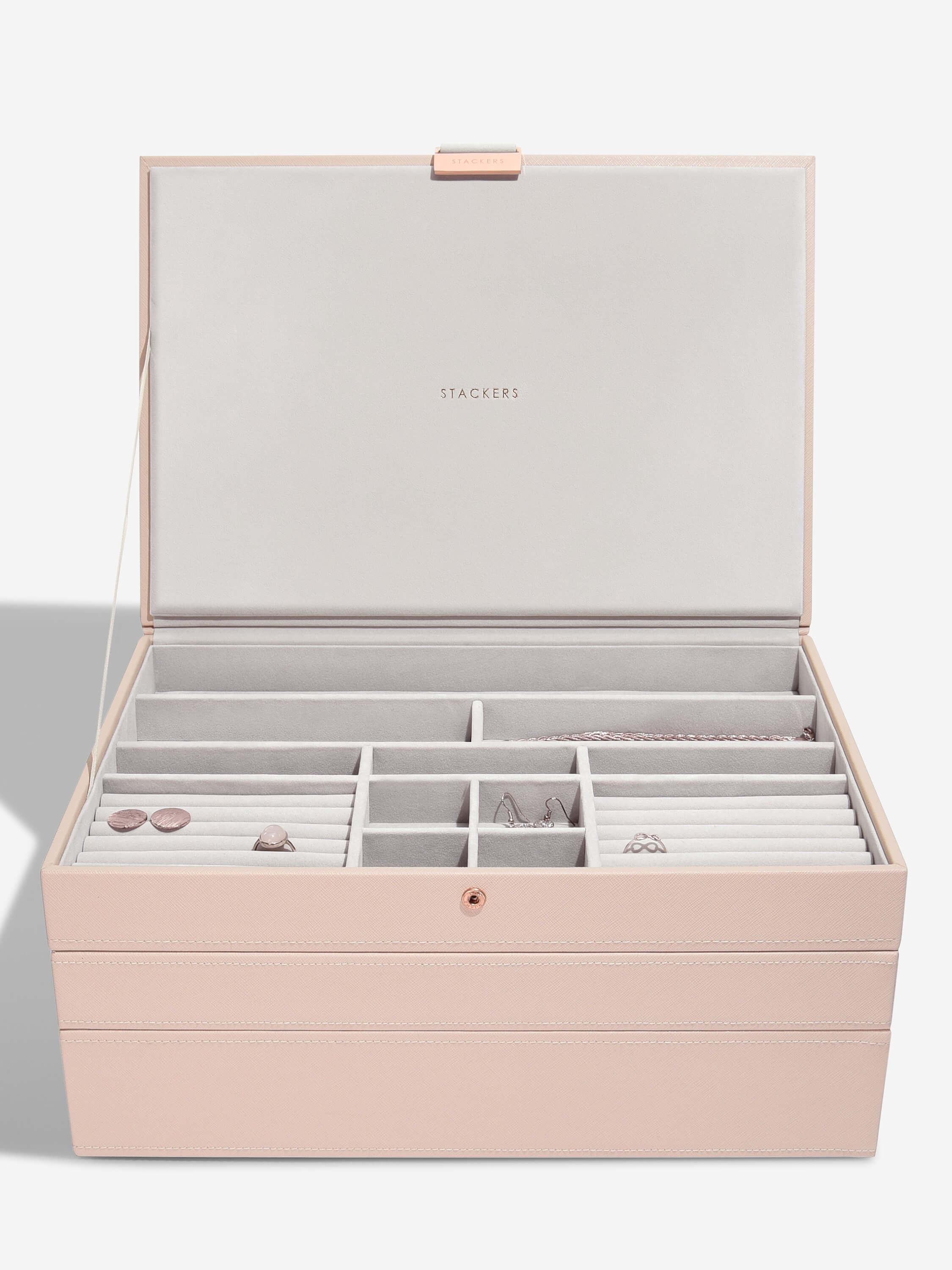 Stackers Supersize Jewellery Box (Set) - Blush Pink (Rose Gold Hardware) - Image 3