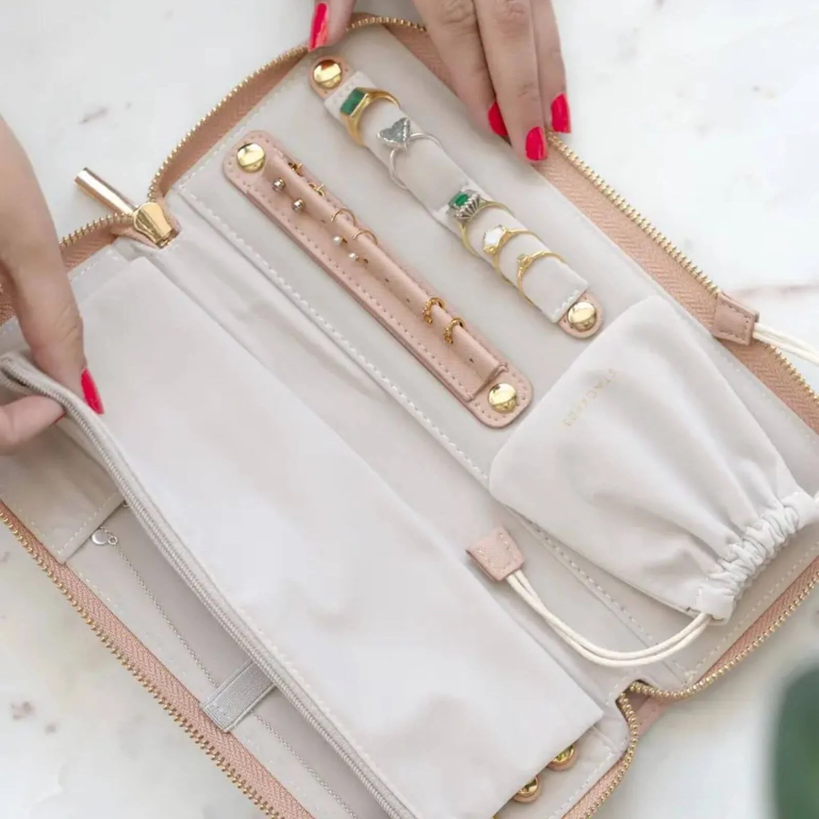 Stackers Woven Jewellery Roll - Blush
