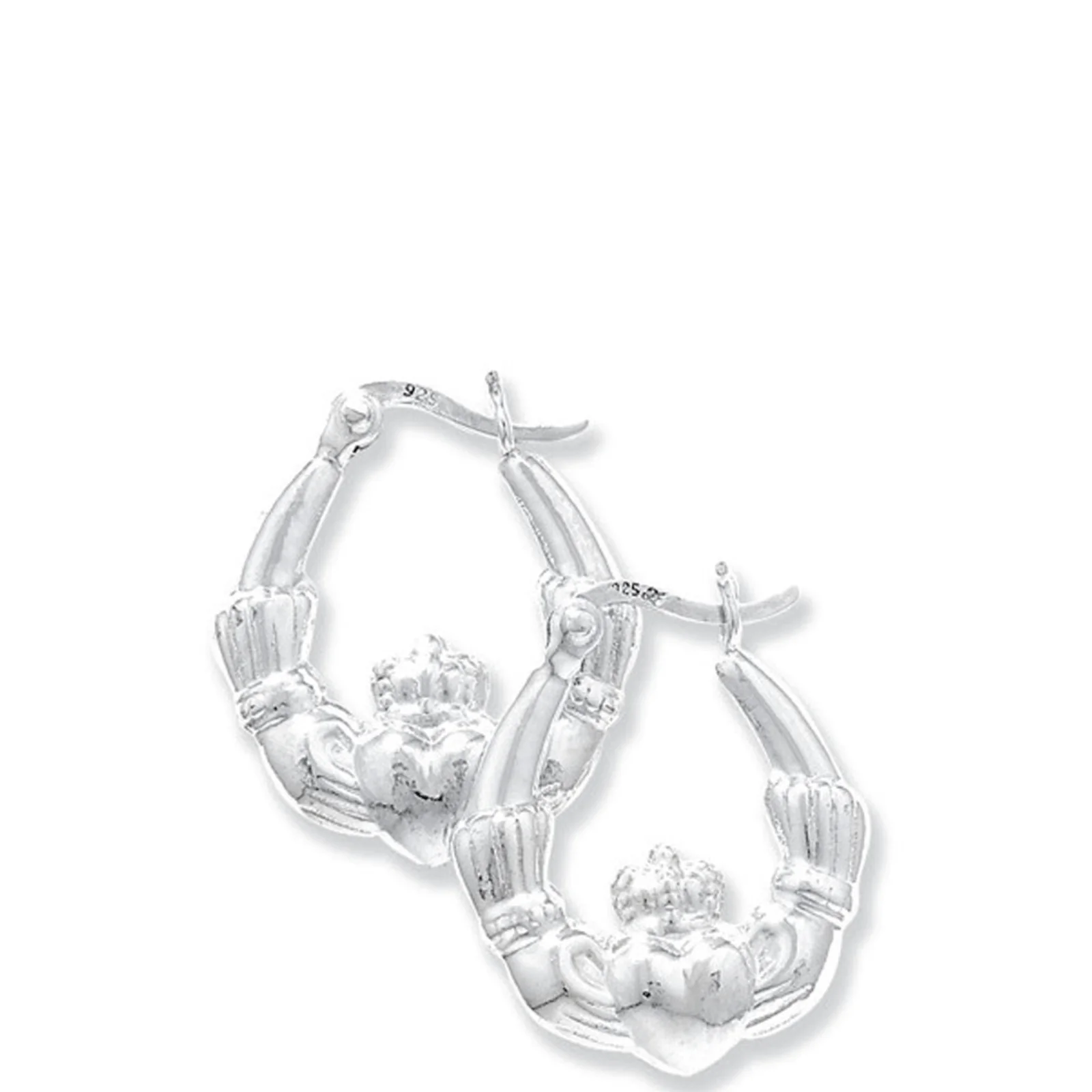 Sterling Silver Claddagh Hinged Hoop Earrings