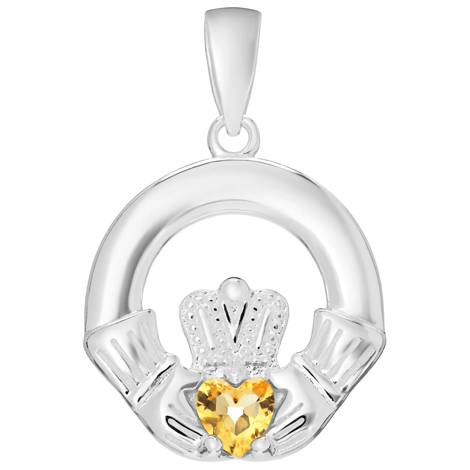 Sterling Silver Claddagh Birthstone Pendant & Chain Necklace Set - Image 11
