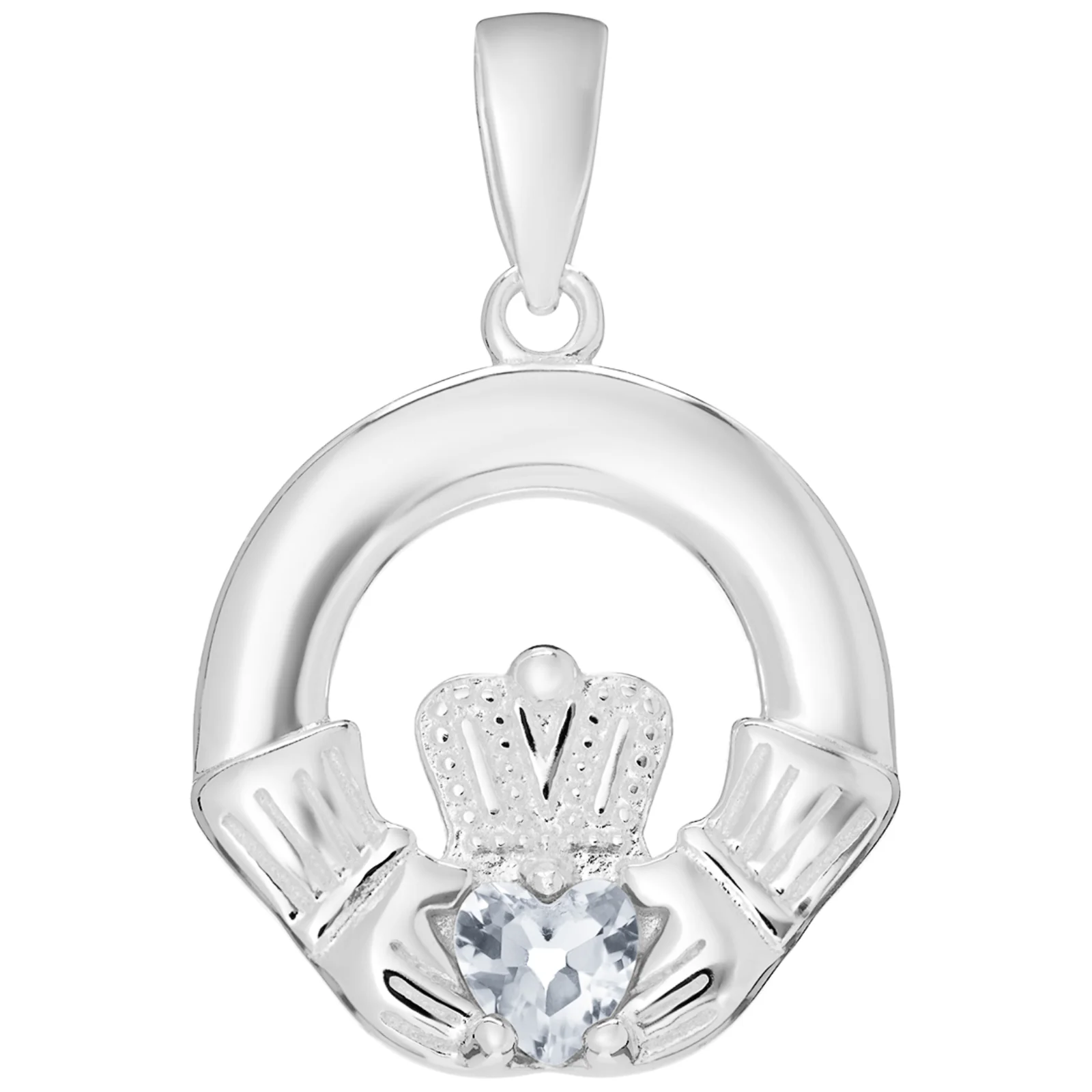 Sterling Silver Claddagh Birthstone Pendant & Chain Necklace Set - Image 5