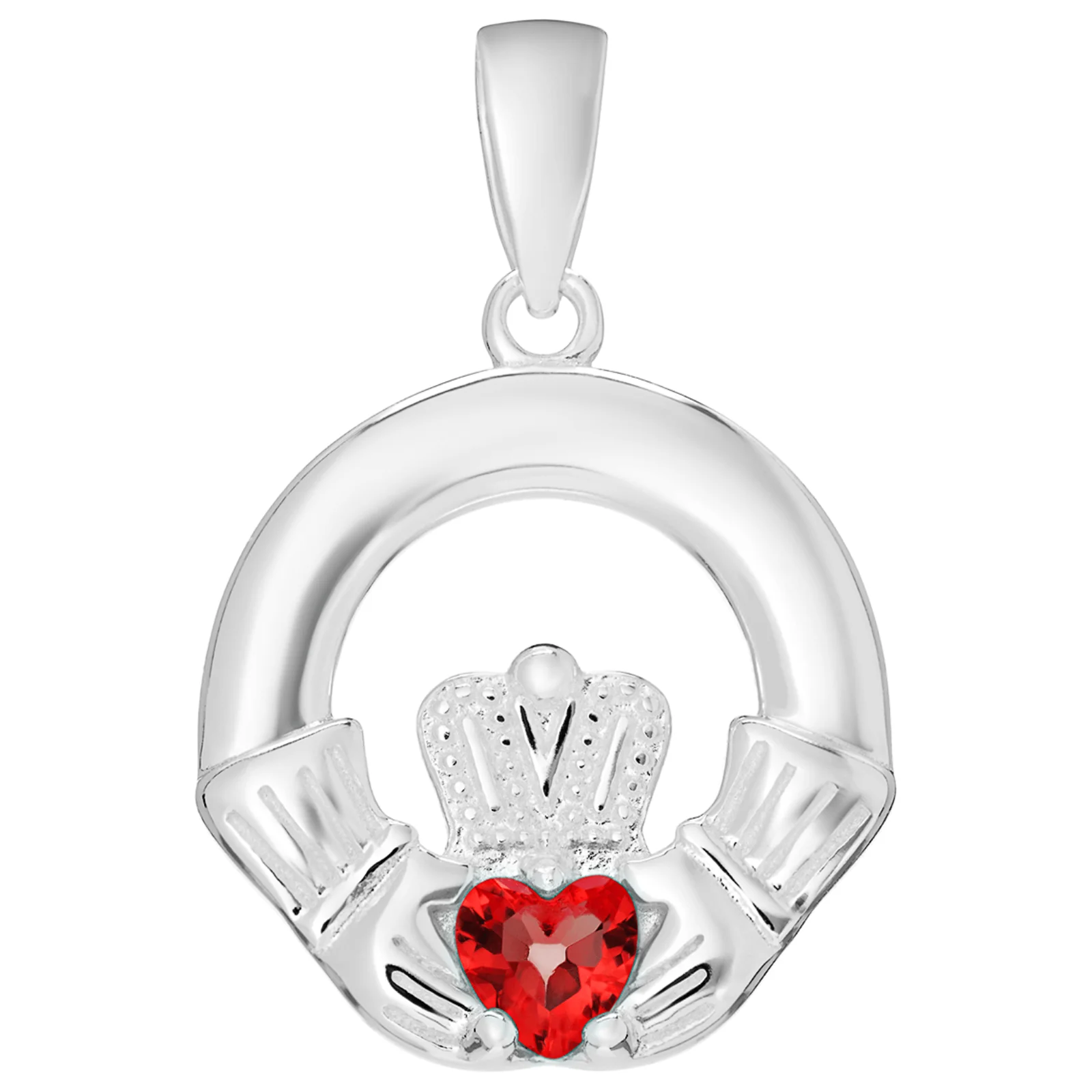Sterling Silver Claddagh Birthstone Pendant & Chain Necklace Set - Image 6