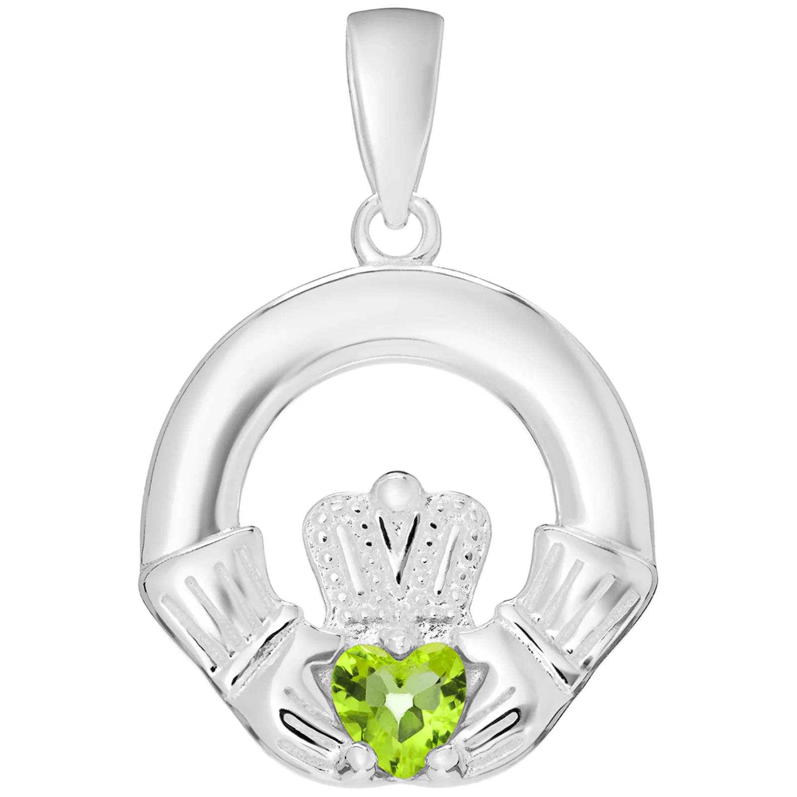 Sterling Silver Claddagh Birthstone Pendant & Chain Necklace Set - Image 8