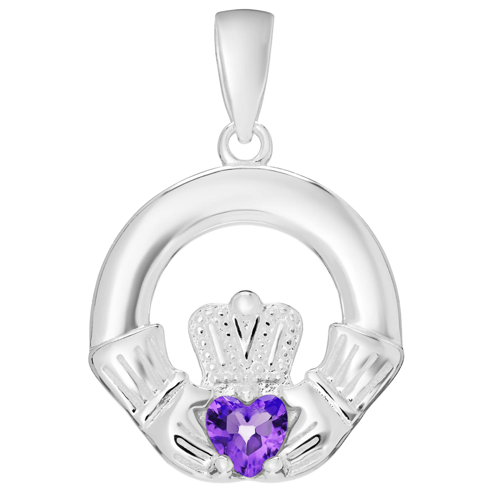 Sterling Silver Claddagh Birthstone Pendant & Chain Necklace Set - Image 9
