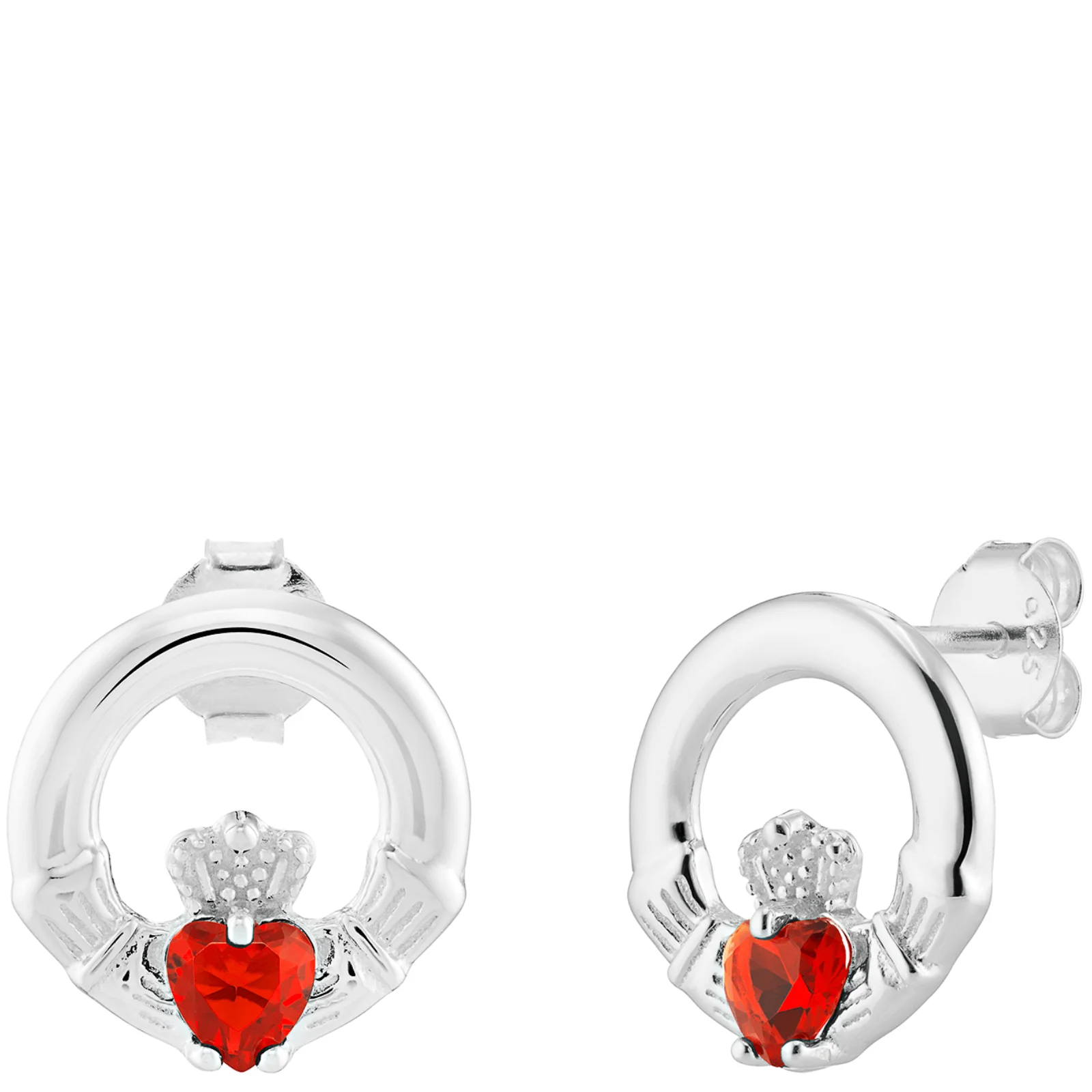 Sterling Silver Claddagh Birthstone Stud Earrings - Image 10