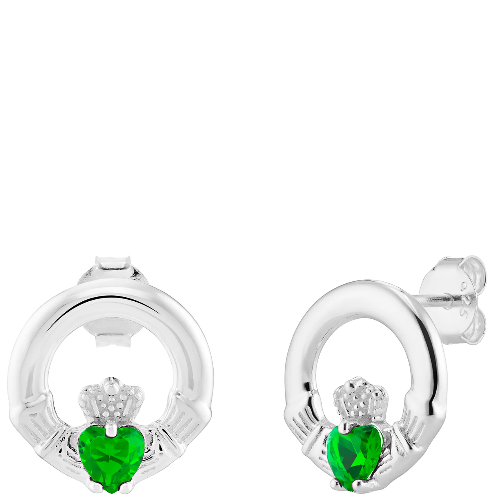 Sterling Silver Claddagh Birthstone Stud Earrings - Image 13