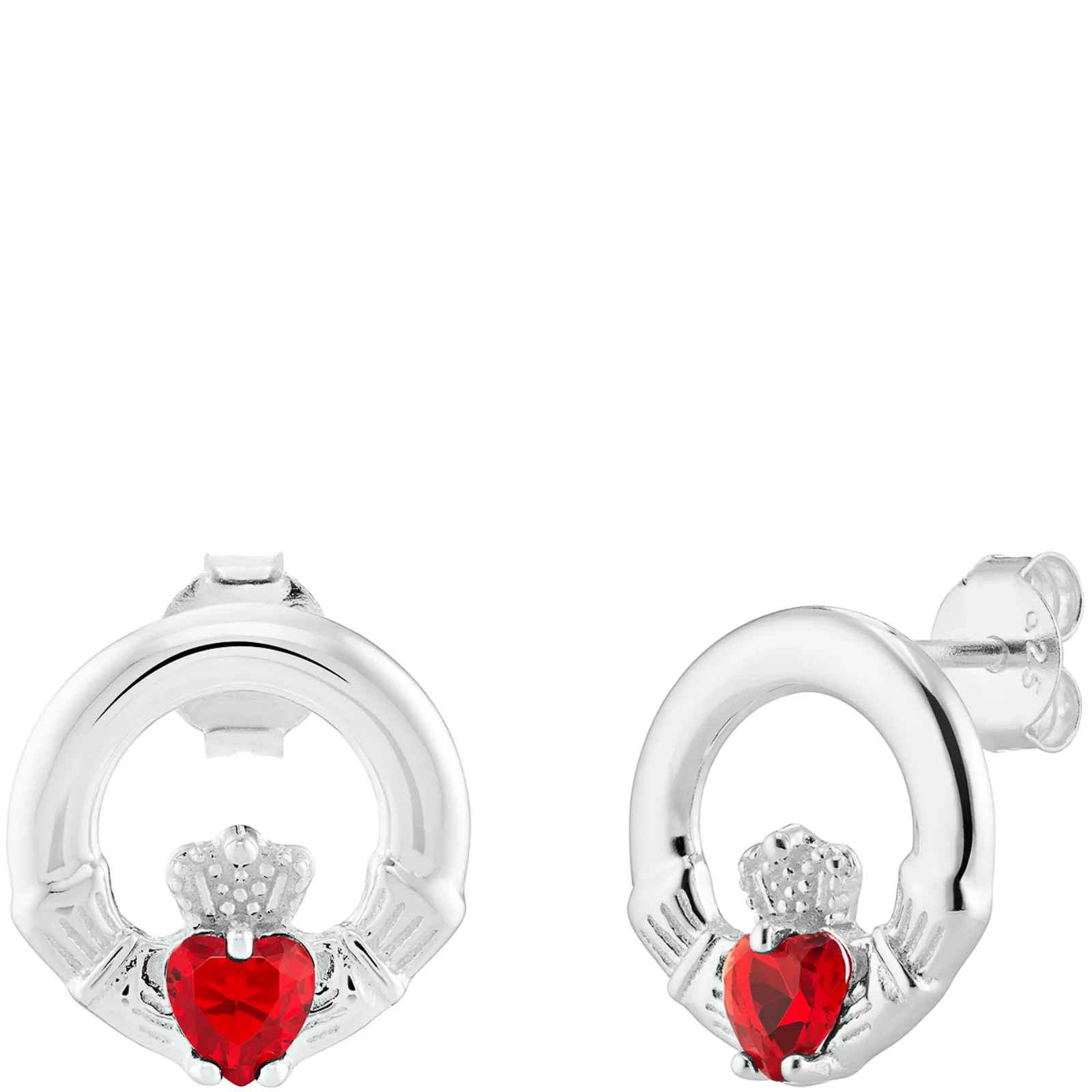 Sterling Silver Claddagh Birthstone Stud Earrings - Image 2