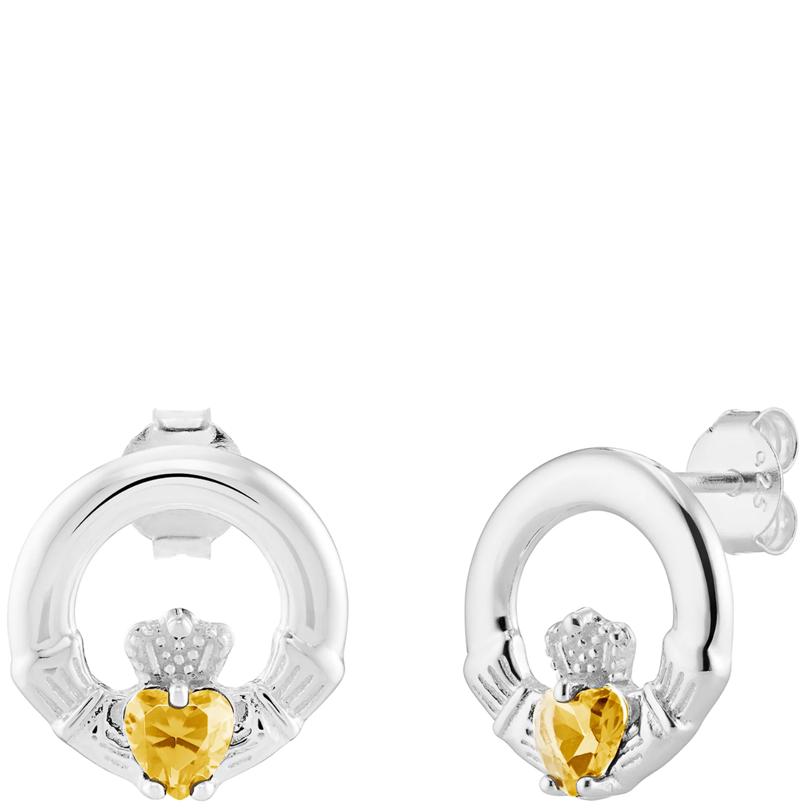 Sterling Silver Claddagh Birthstone Stud Earrings - Image 8