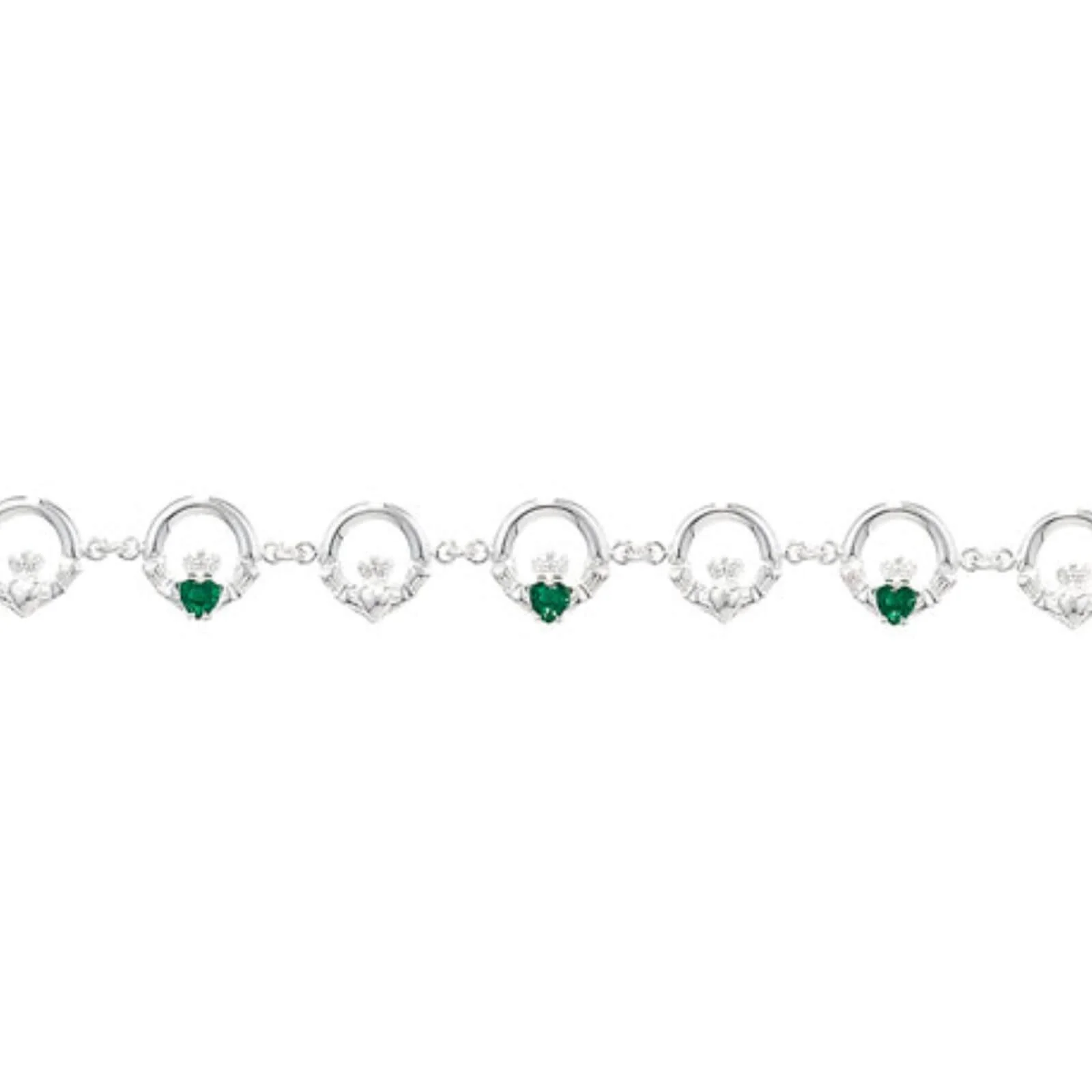 Sterling Silver Emerald Claddagh Bracelet - Image 2