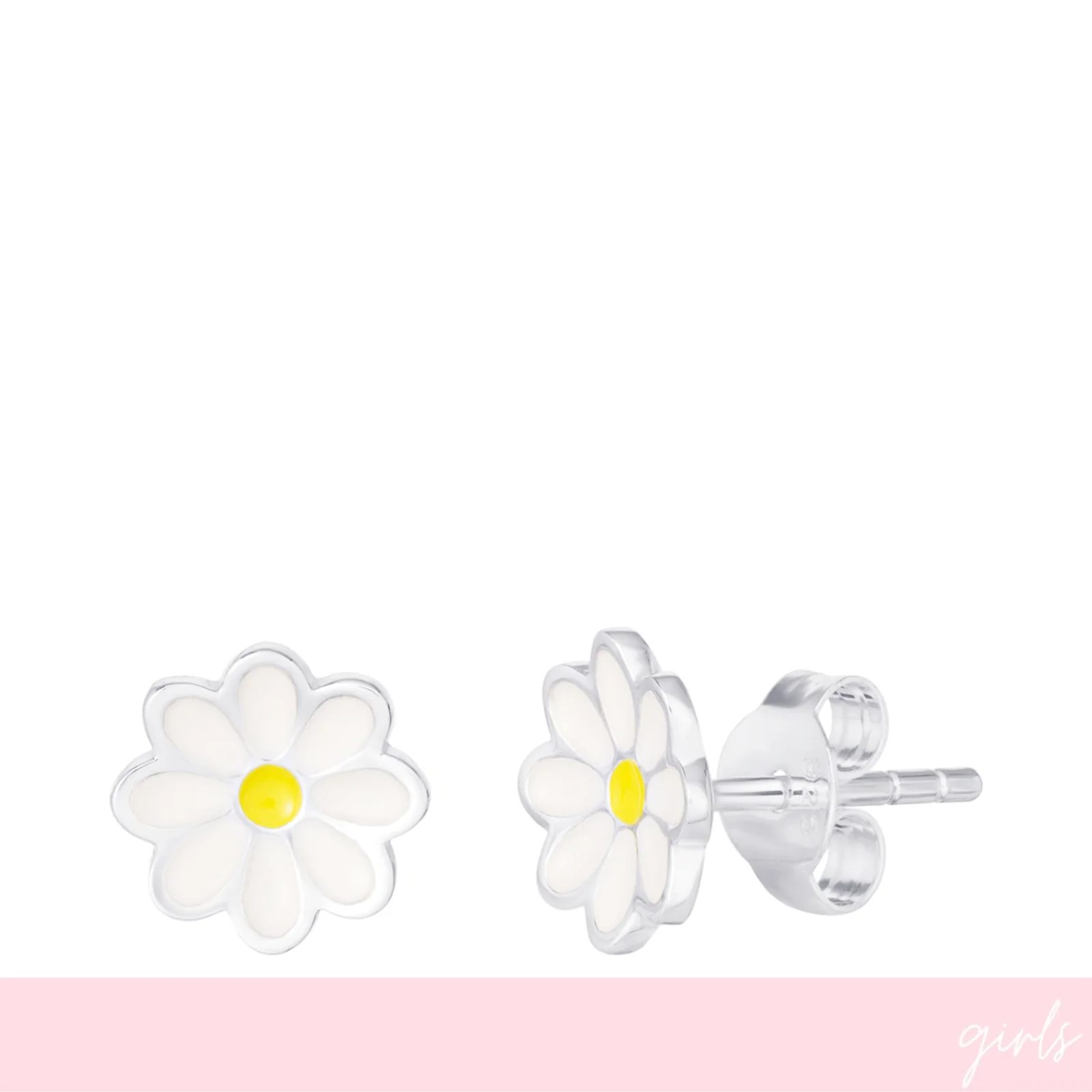Sterling Silver Girls Daisy Stud Earrings