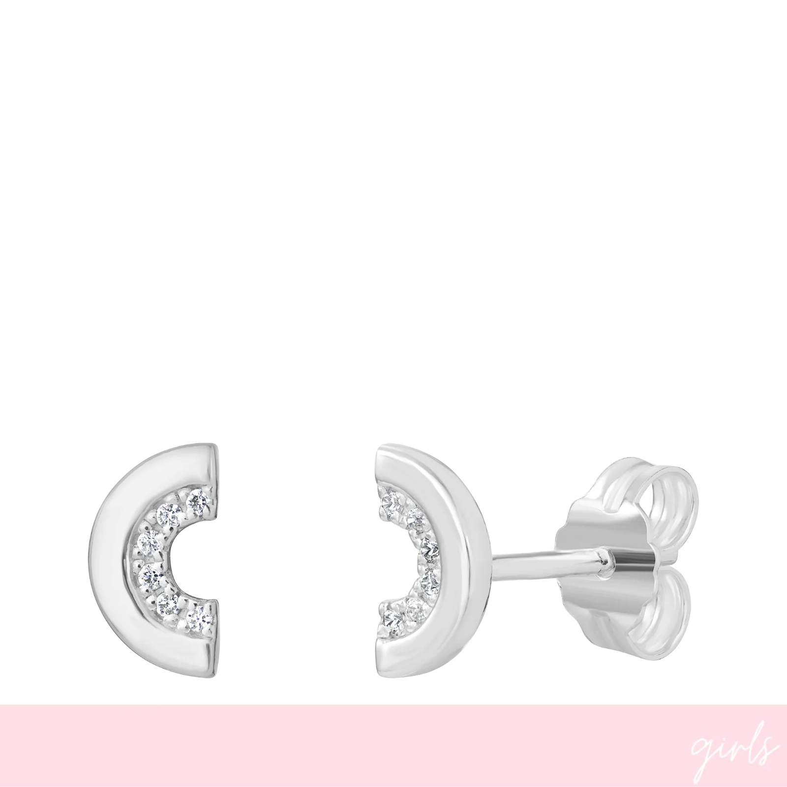 Sterling Silver Girls Small Rainbow Stud Earrings