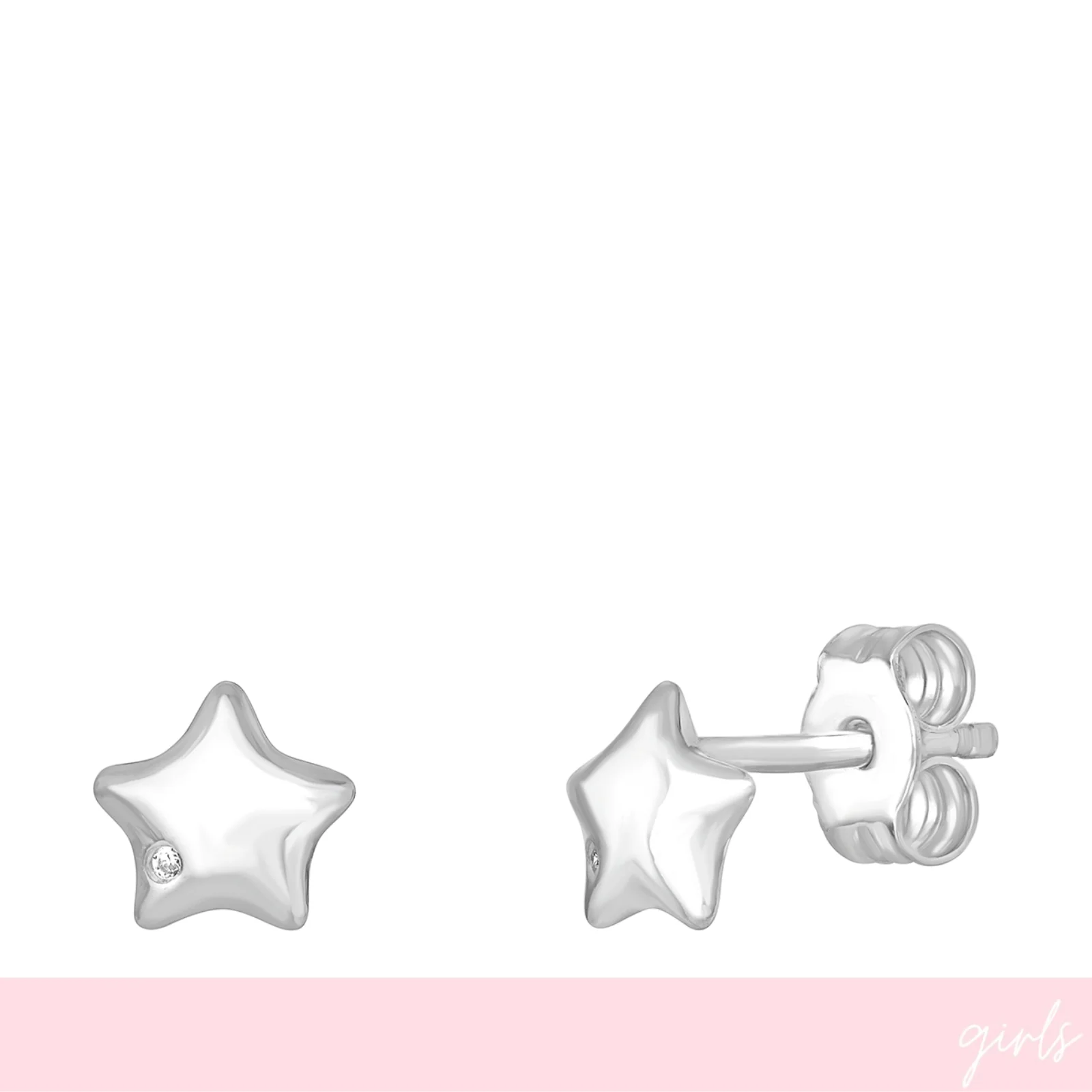 Sterling Silver Girls Small Star Stud Earrings