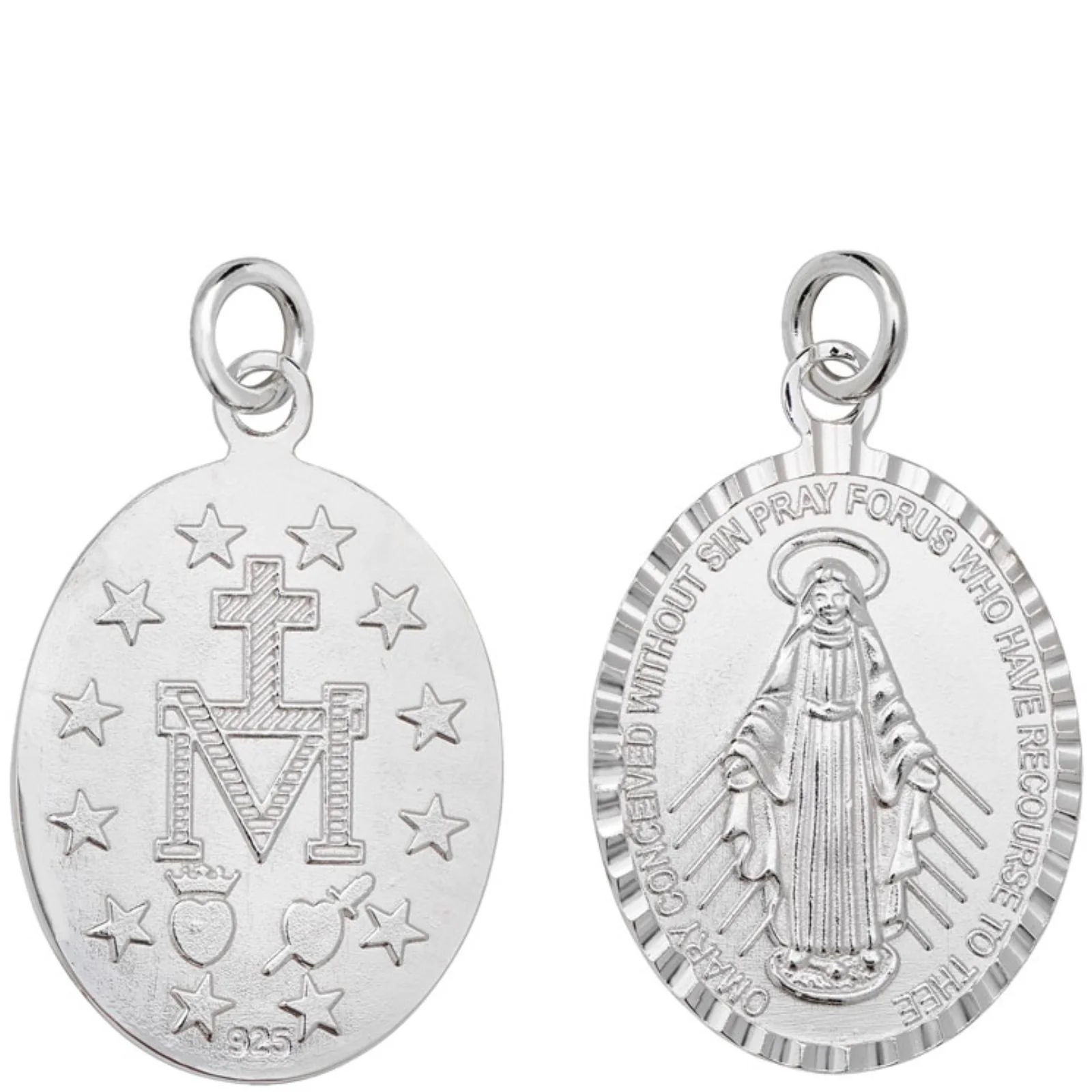 Sterling Silver Simple Miraculous Medal & Twist Rope Chain Necklace - Image 3
