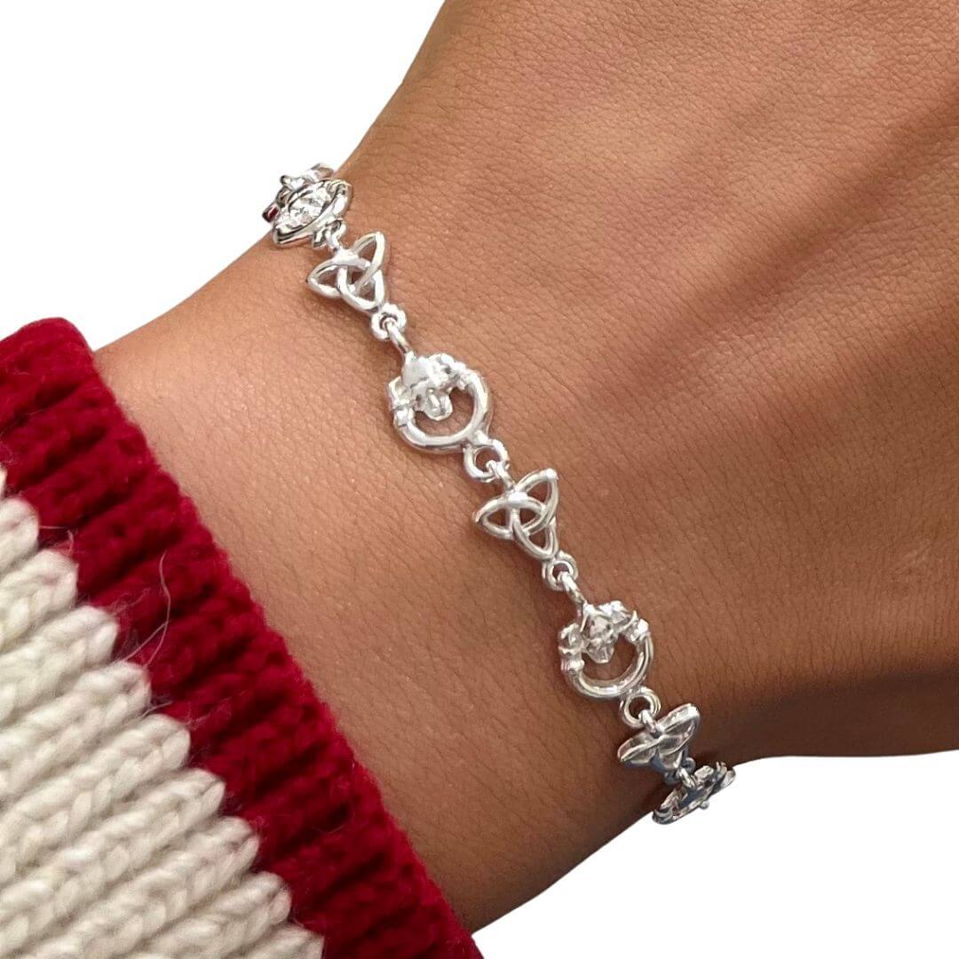 Sterling Silver Trinity & Claddagh Bracelet - Image 3