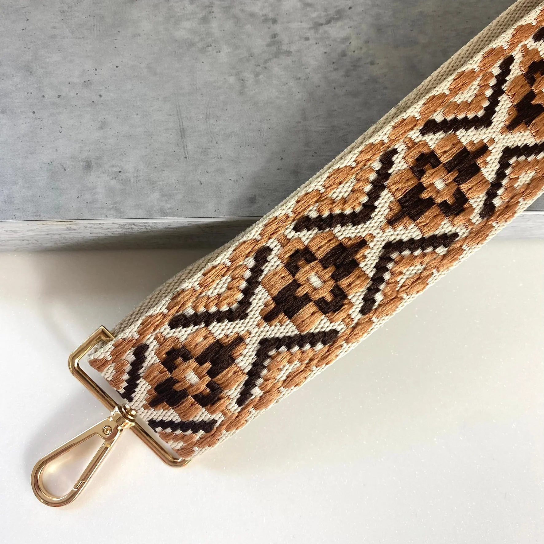 Tan & Brown Aztec Chunky Bag Strap