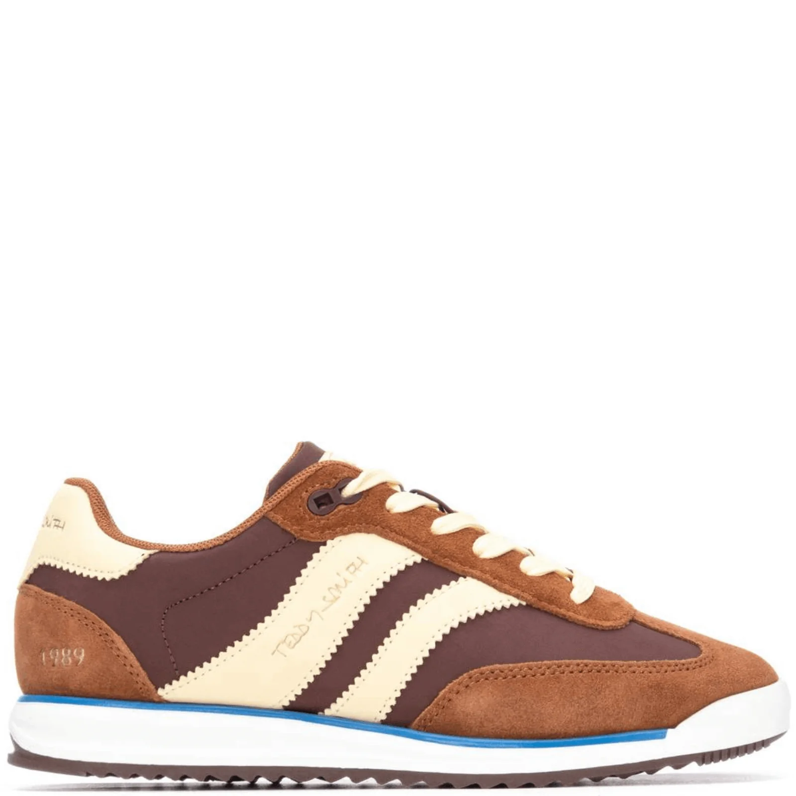Teddy Smith Brown & Lemon Suede Slim Sole Retro Sneakers