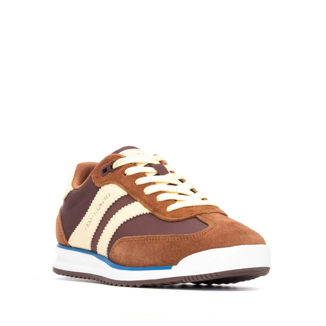 Teddy Smith Brown & Lemon Suede Slim Sole Retro Sneakers - Image 2