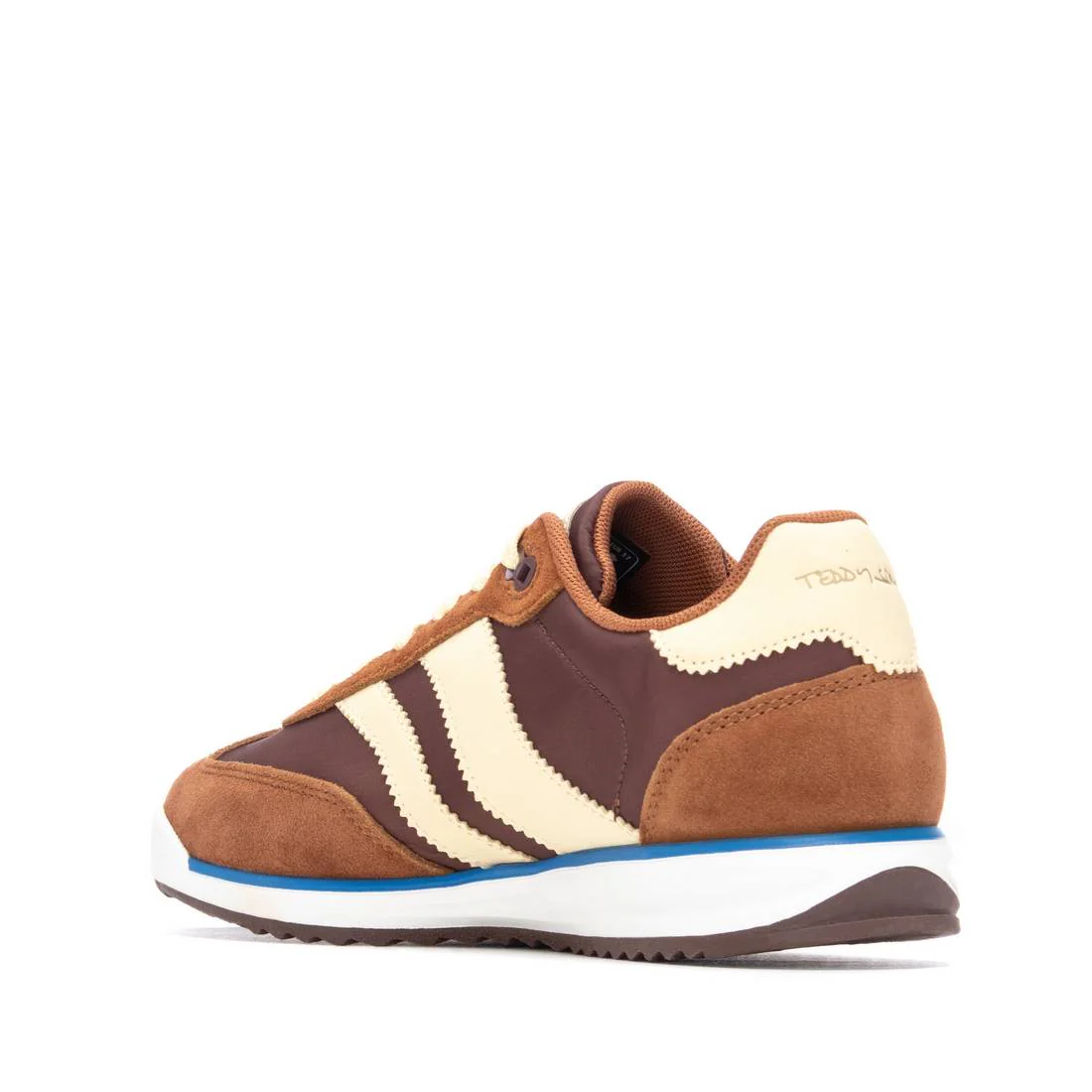 Teddy Smith Brown & Lemon Suede Slim Sole Retro Sneakers - Image 3