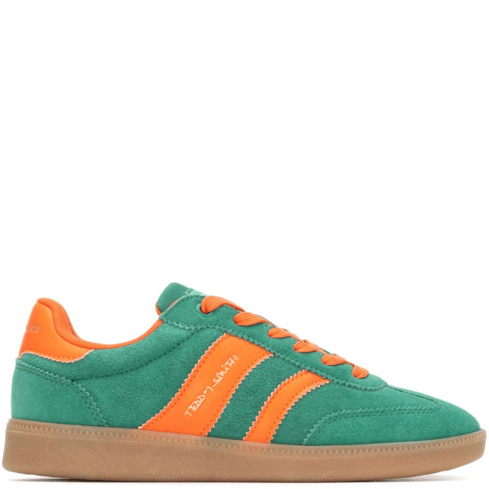 Teddy Smith Green & Orange Suede Slim Line Sole Sneakers