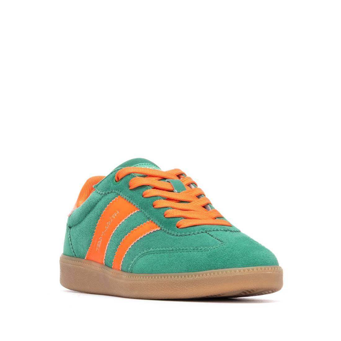 Teddy Smith Green & Orange Suede Slim Line Sole Sneakers - Image 2