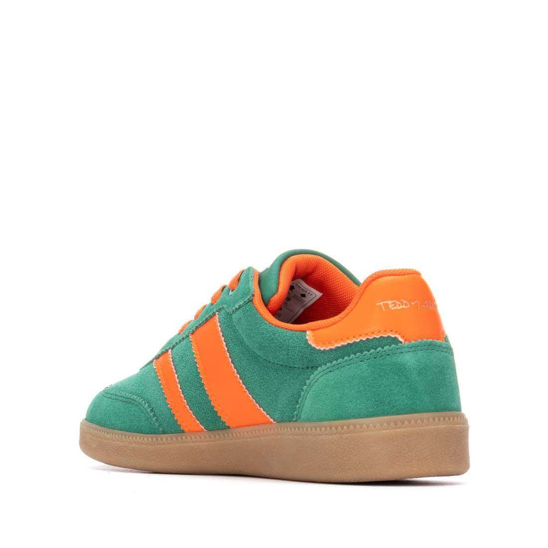 Teddy Smith Green & Orange Suede Slim Line Sole Sneakers - Image 3